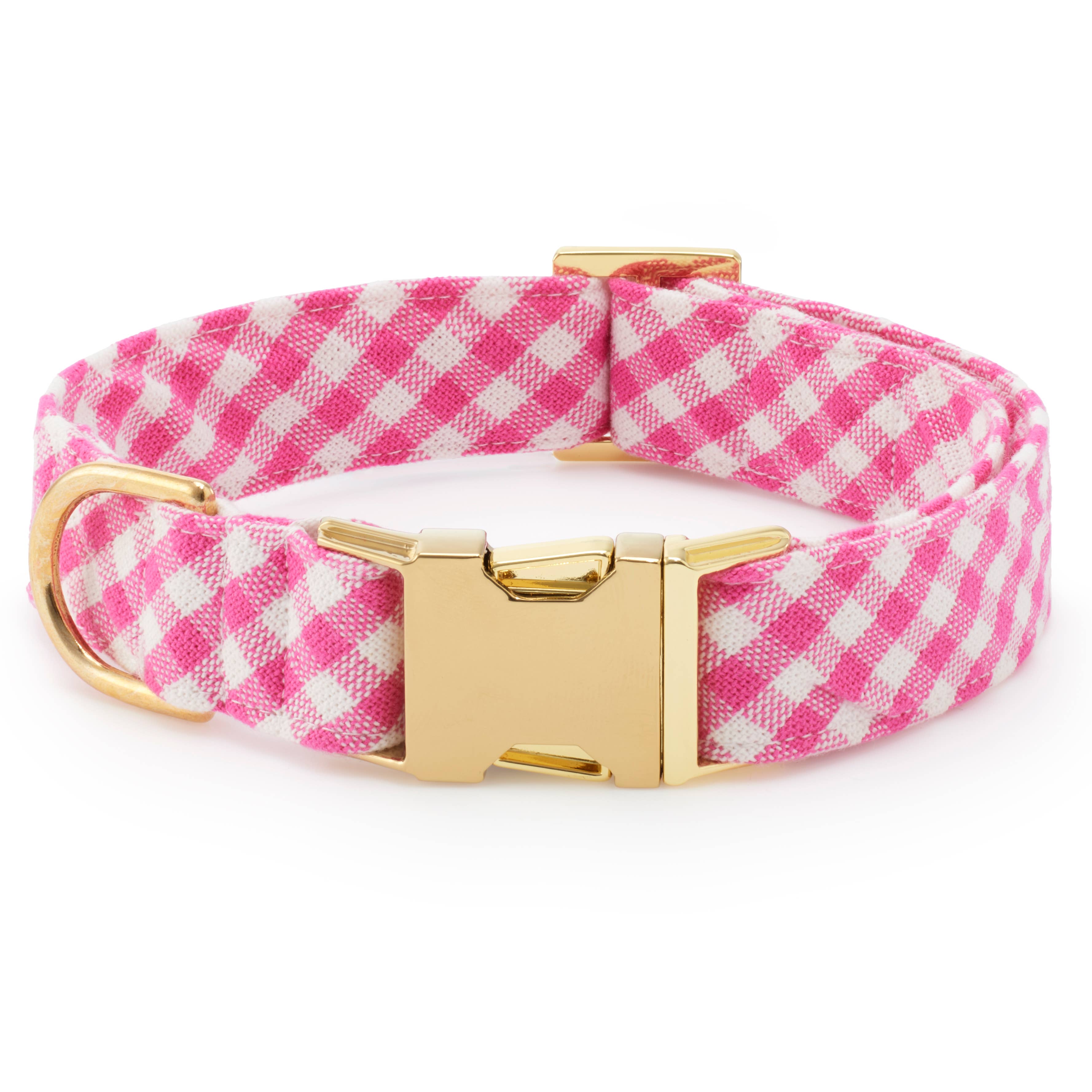 Hot Pink Gingham Dog Collar