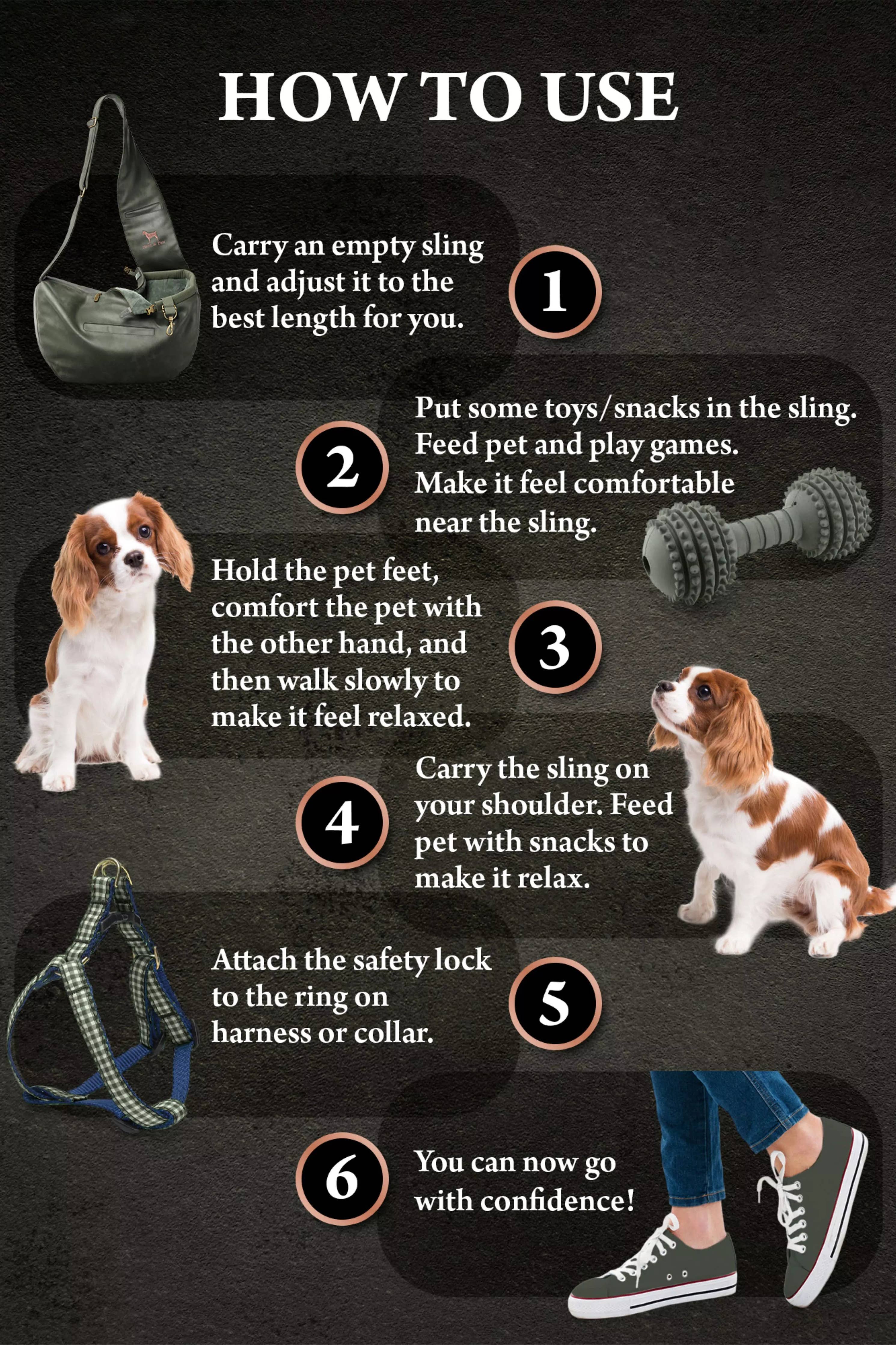 Vegan Leather Pet sling Carrier 3x Safety