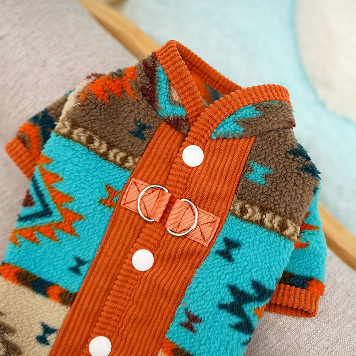 Warm Fair Isle Pet Onesie, Winter Fleece Suit_CWMM12022 PAWPAWwholesale