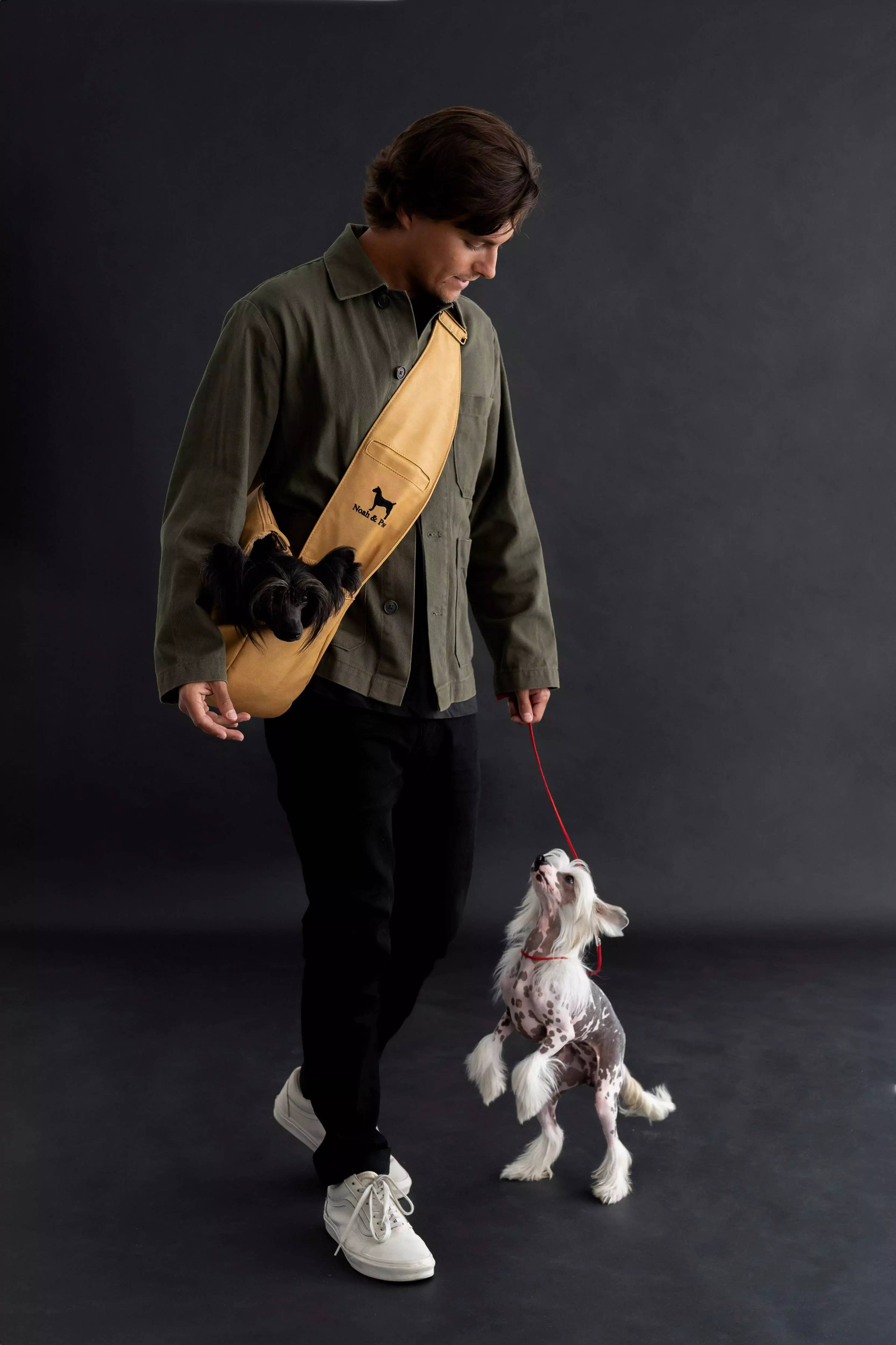 Vegan Leather Pet sling Carrier 3x Safety NOAH AND PAW LLC