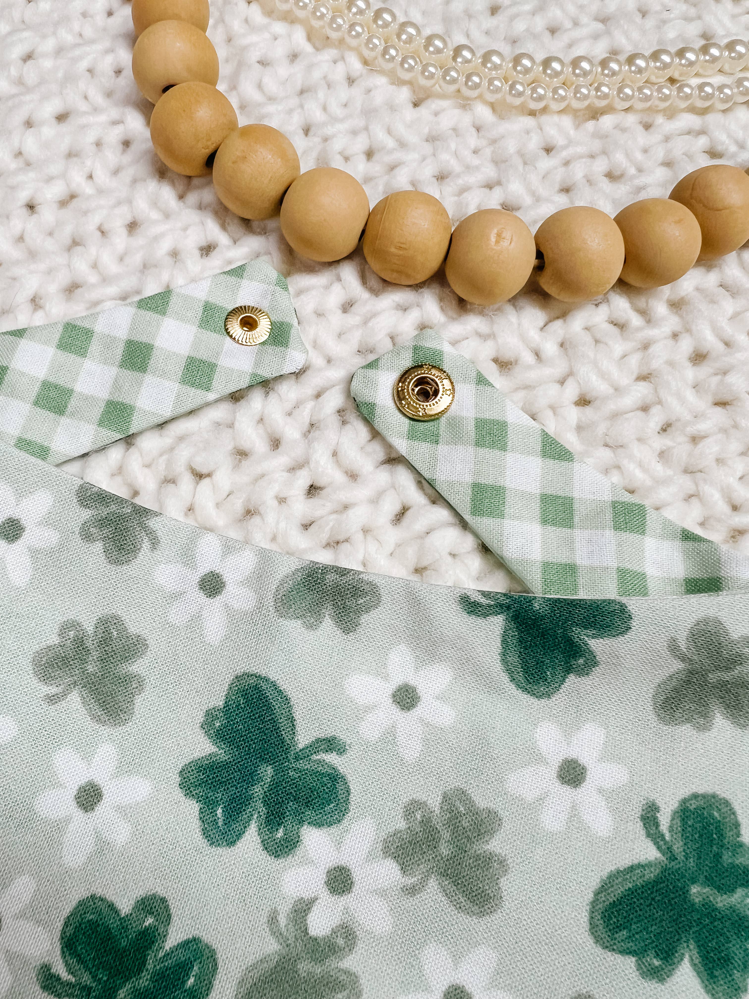 Clovers Reversible Dog Bandana, Spring Flower Pet Scarf snap - The Bougie Pet Boutique