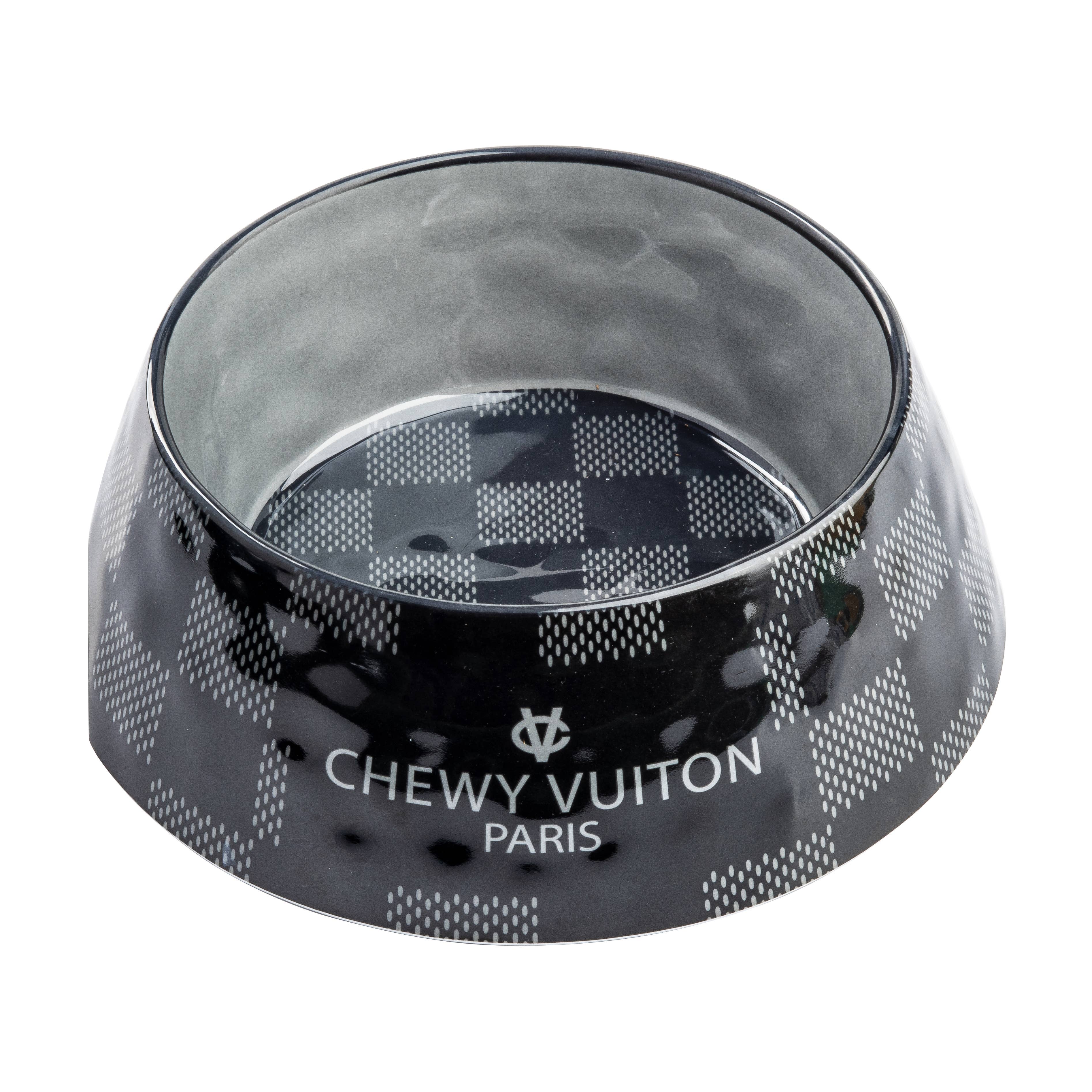 Black Checker Chewy Vuiton Bowl Haute Diggity Dog