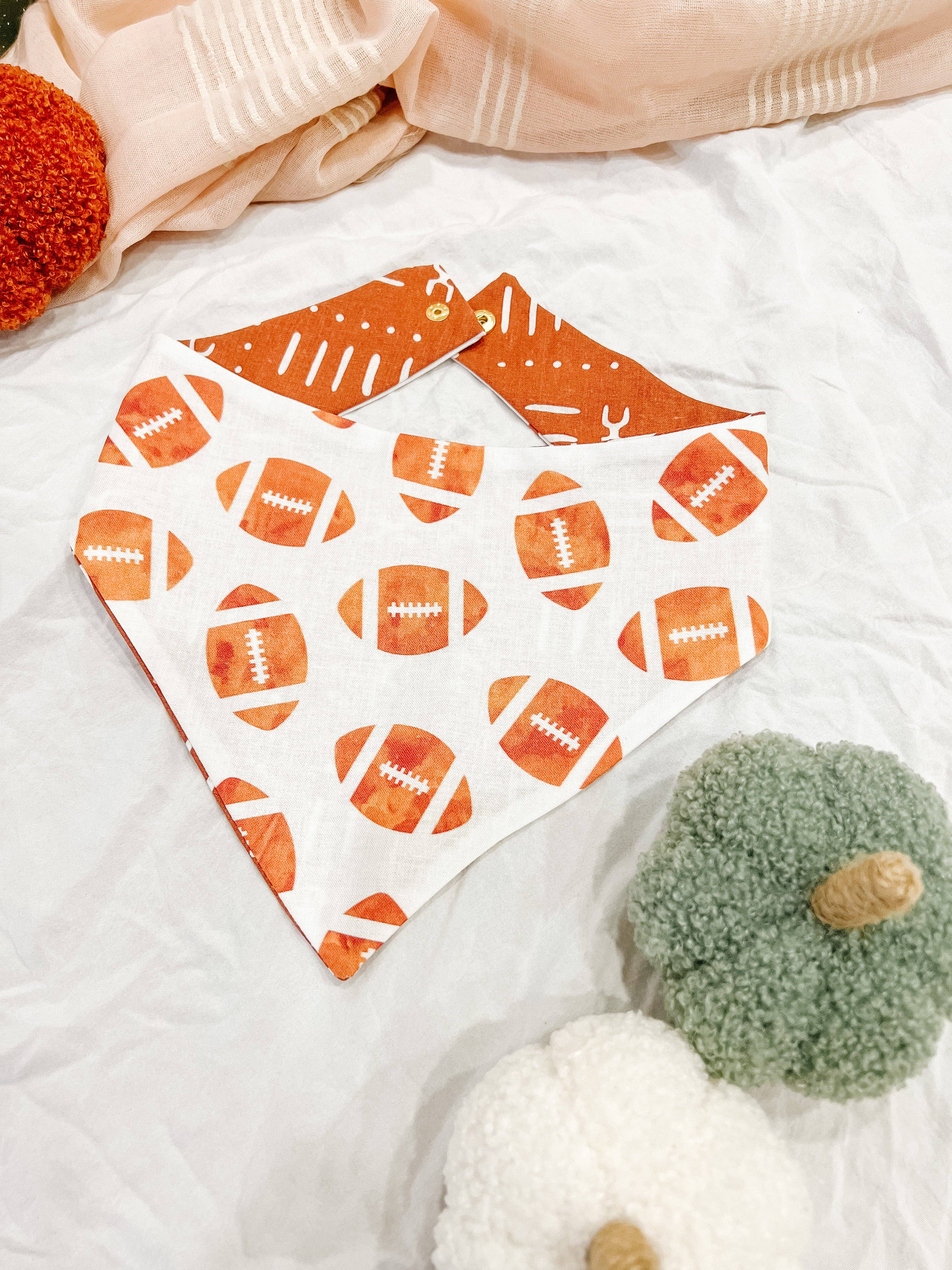 Football Reversible Dog Bandana, Fall Metal SnapOn Pet Scarf