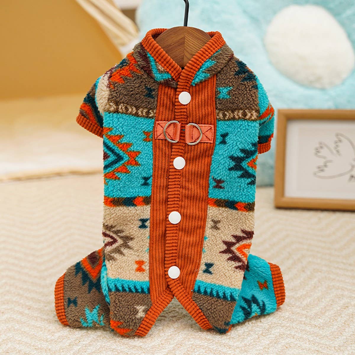 Warm Fair Isle Pet Onesie, Winter Fleece Suit_CWMM12022 PAWPAWwholesale