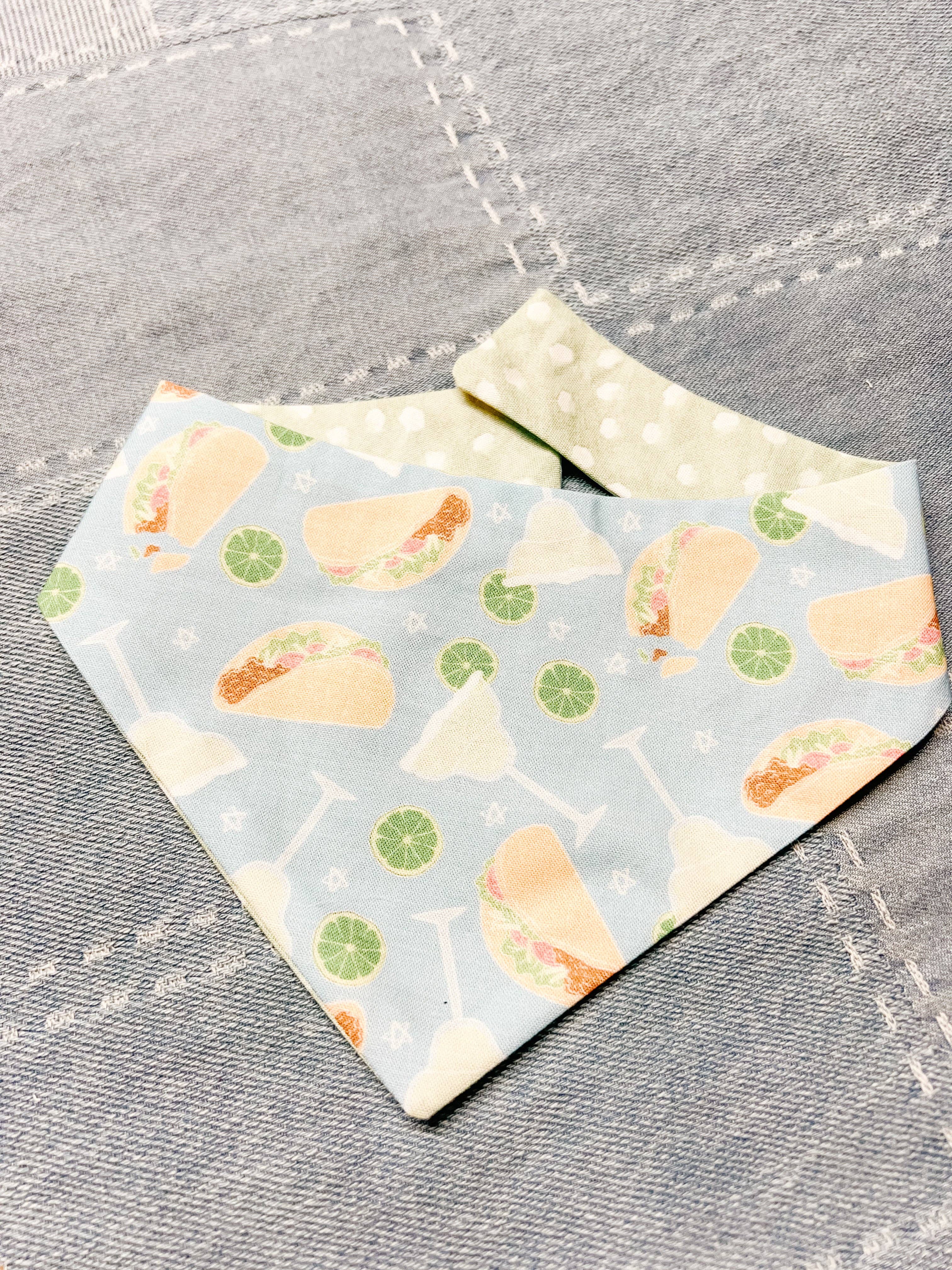Margs and Tacos Reversible Dog Bandana, Food Pet Snap Scarf