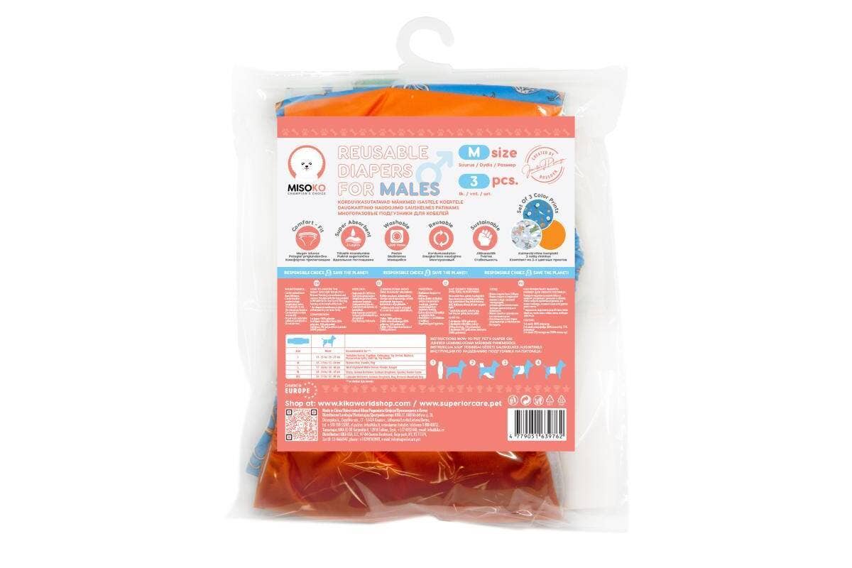 Leakproof & Ultra Absorbent Reusable Male Dog Belly Bands, 3 Pack KIKA USA