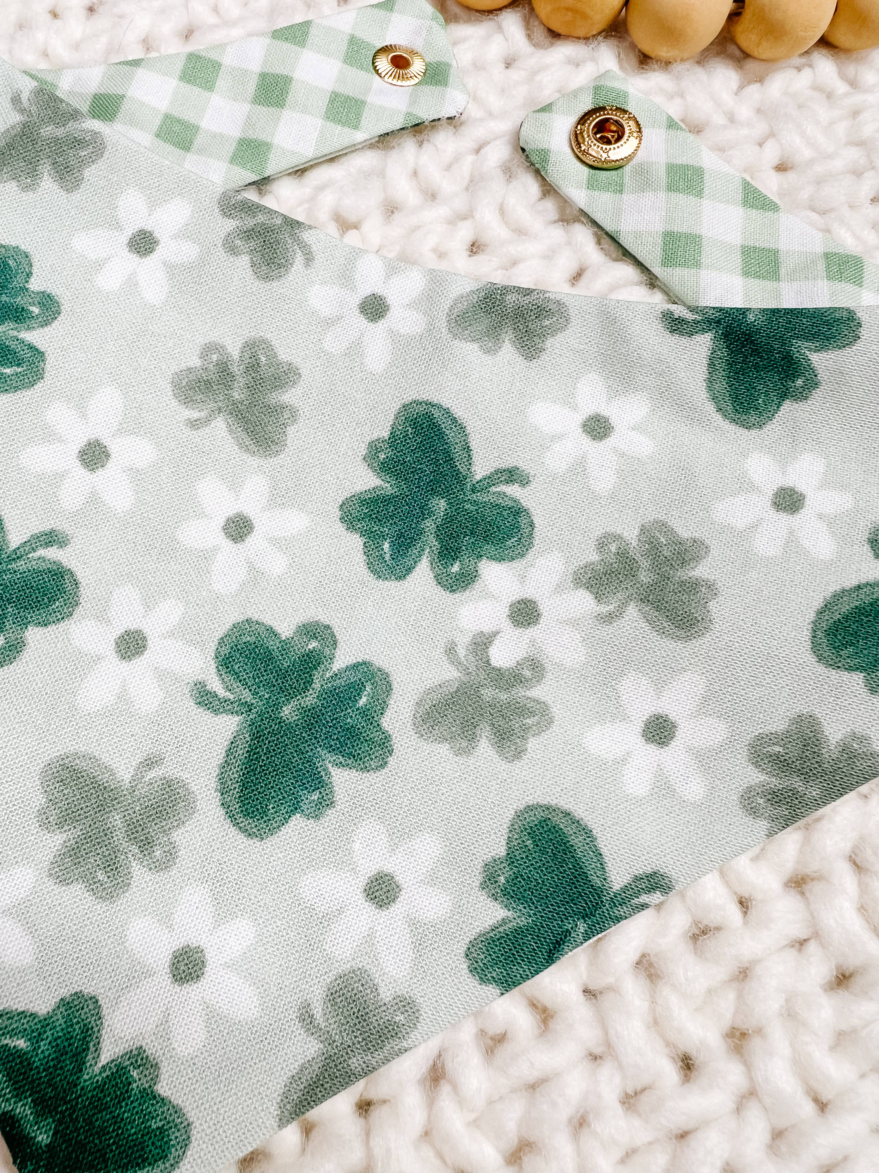 Clovers Reversible Dog Bandana, Spring Flower Pet Scarf snap - The Bougie Pet Boutique