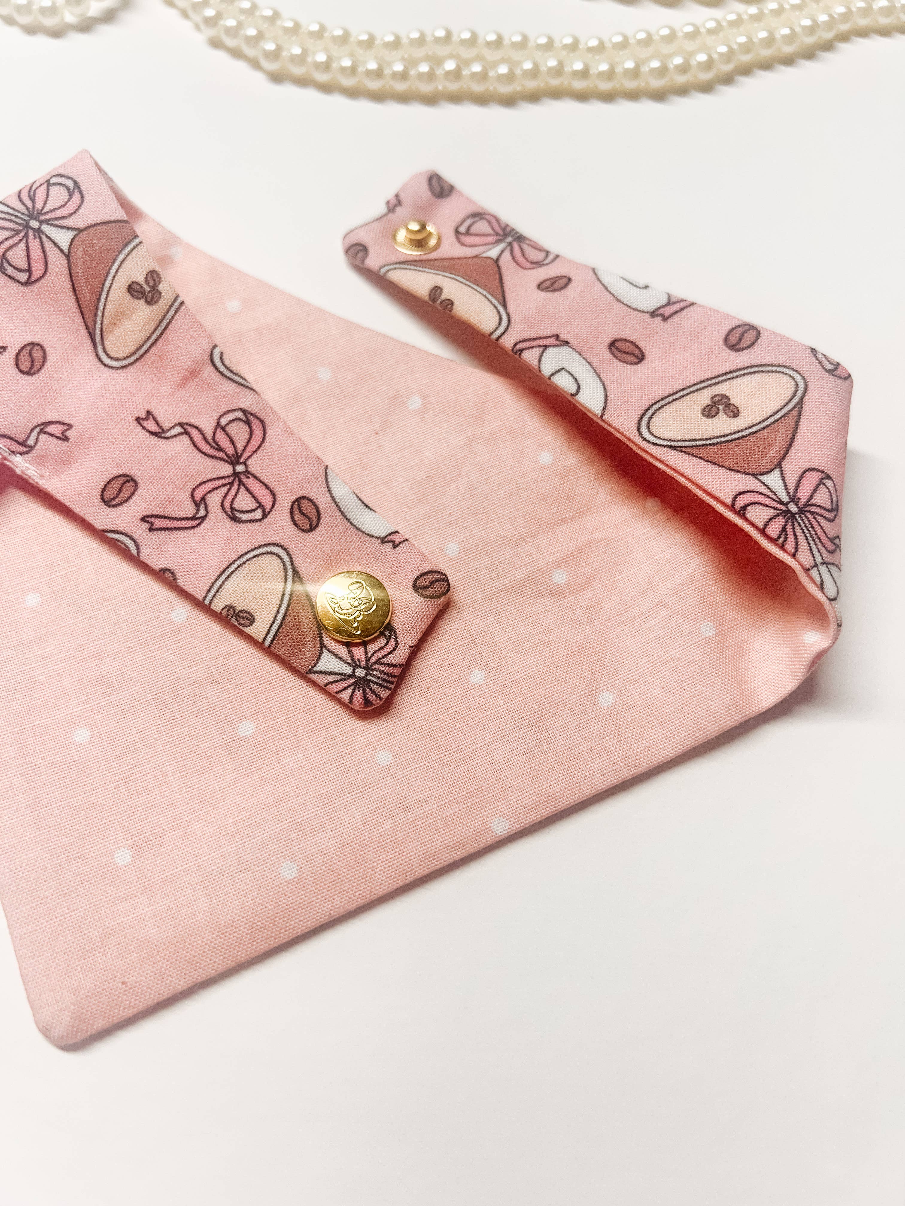 Coquette Martini Reversible Dog Bandana, Snap On Pet Collar