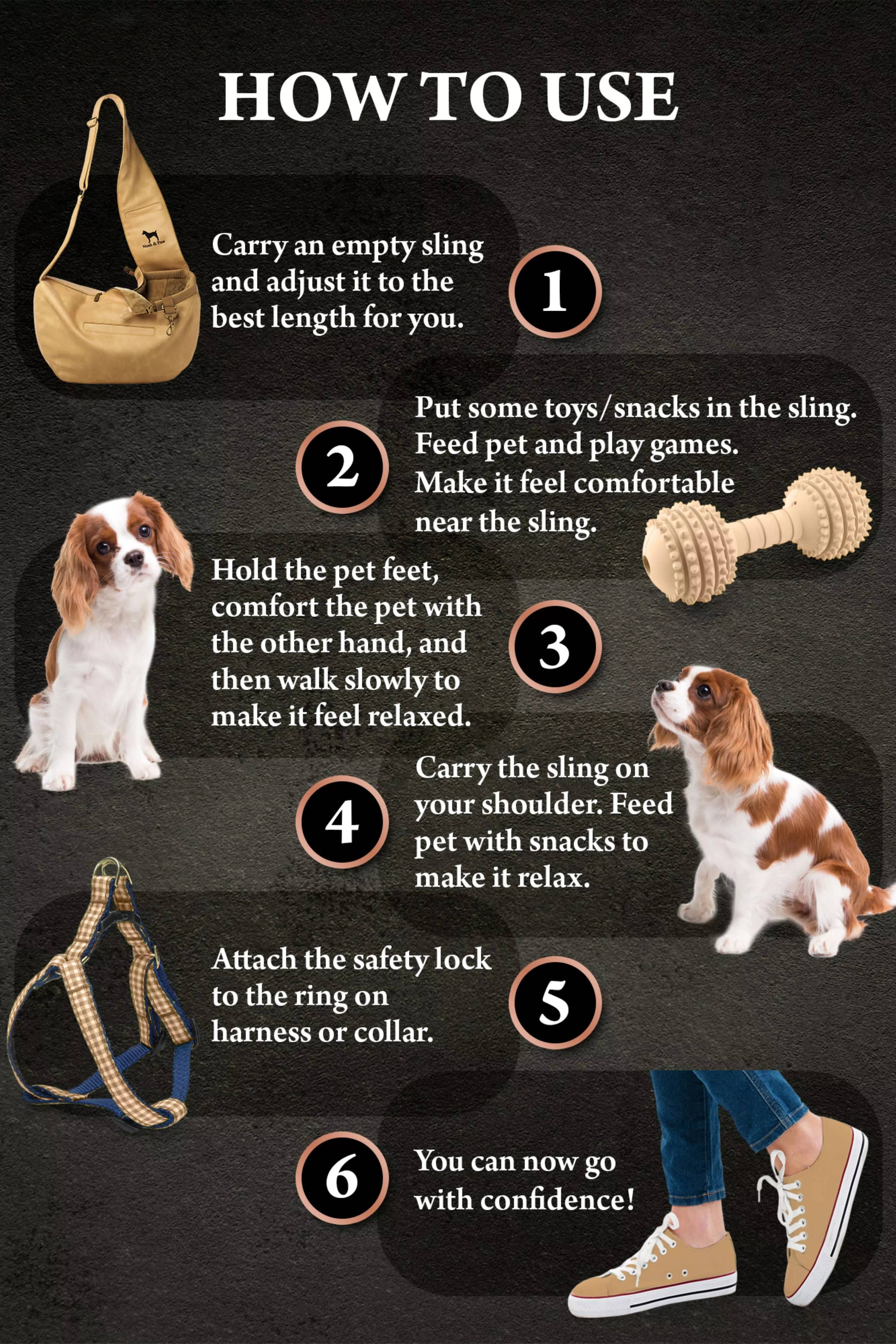 Vegan Leather Pet sling Carrier 3x Safety NOAH AND PAW LLC