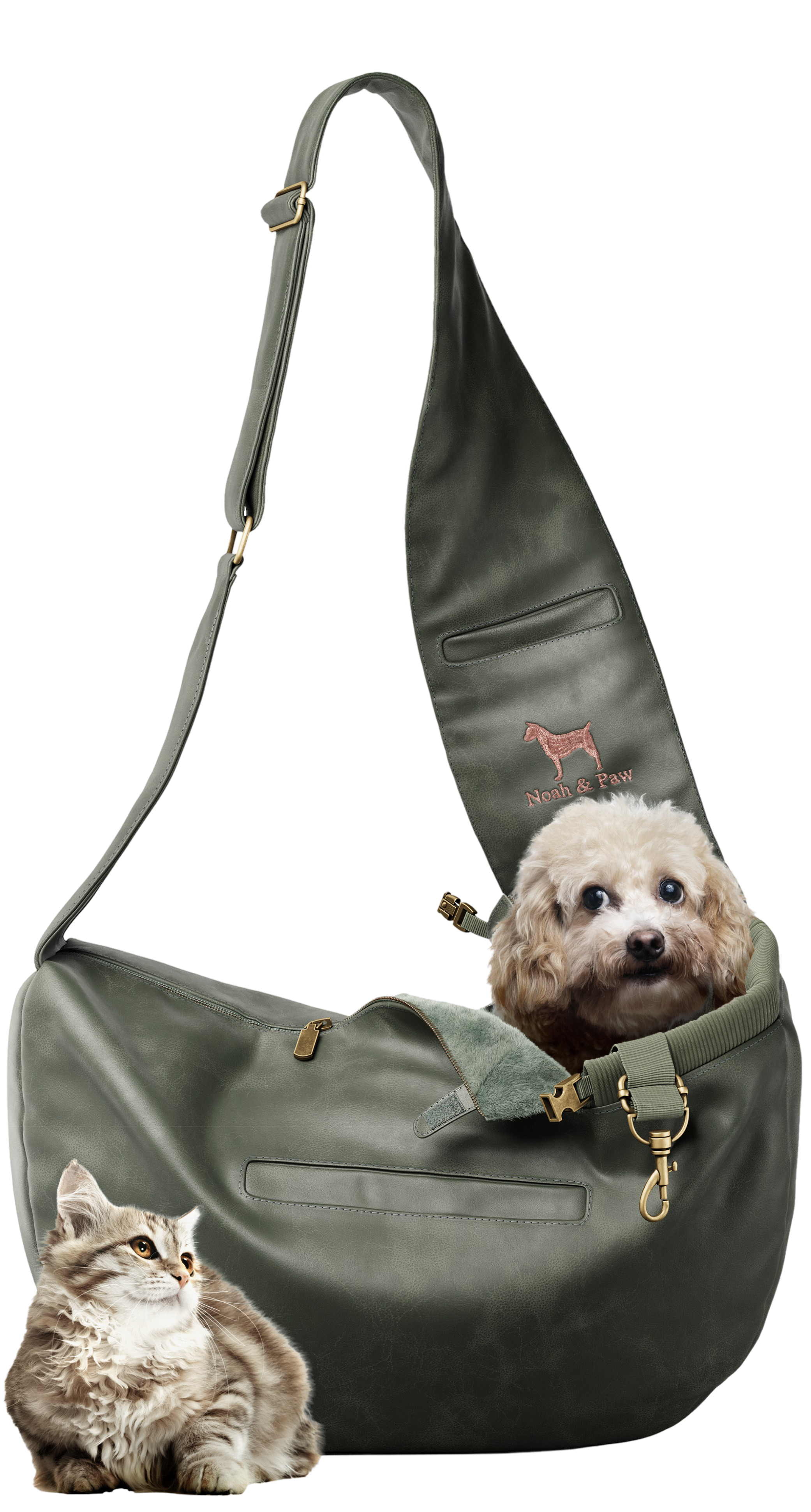 Vegan Leather Pet sling Carrier 3x Safety