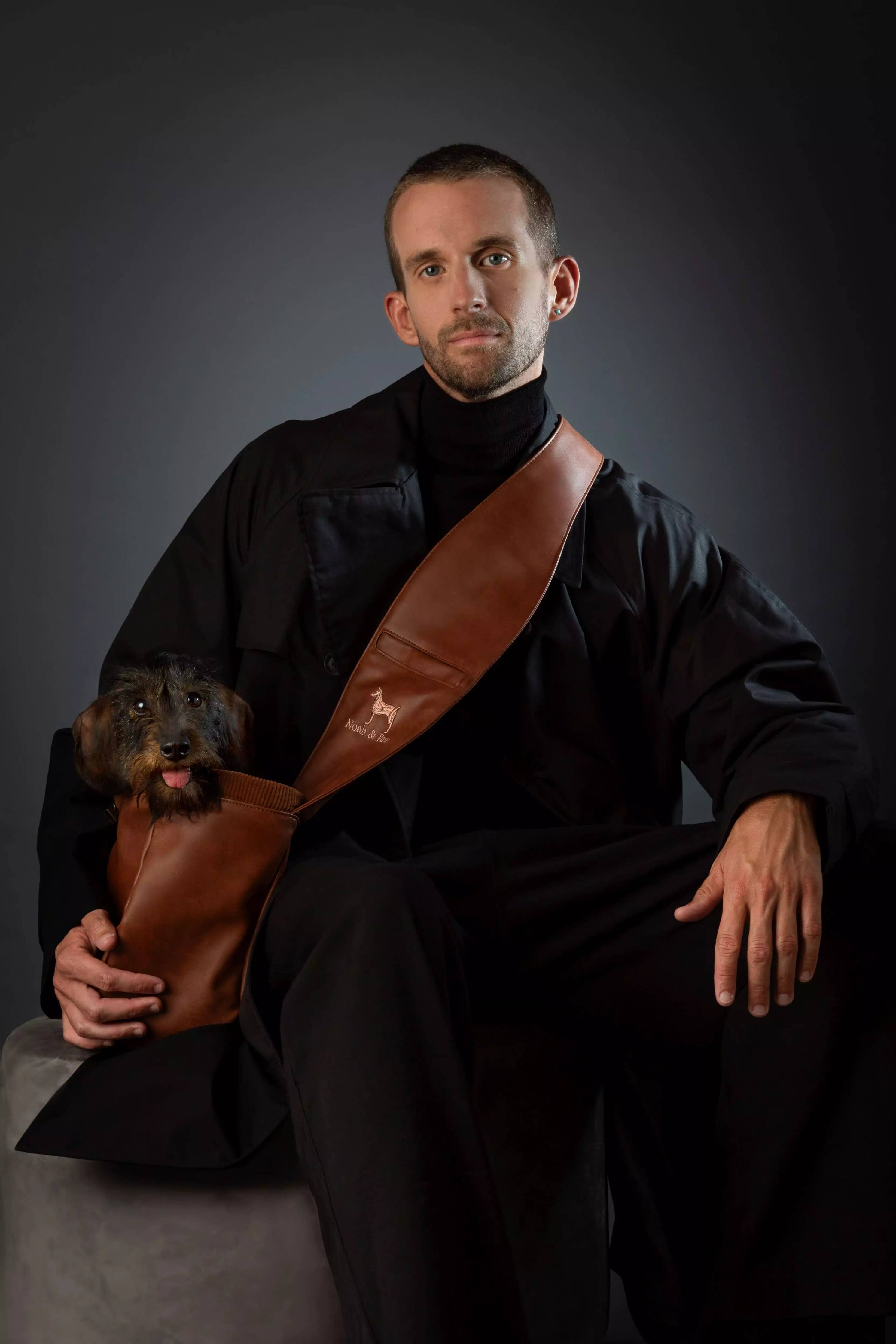 Vegan Leather Pet sling Carrier 3x Safety