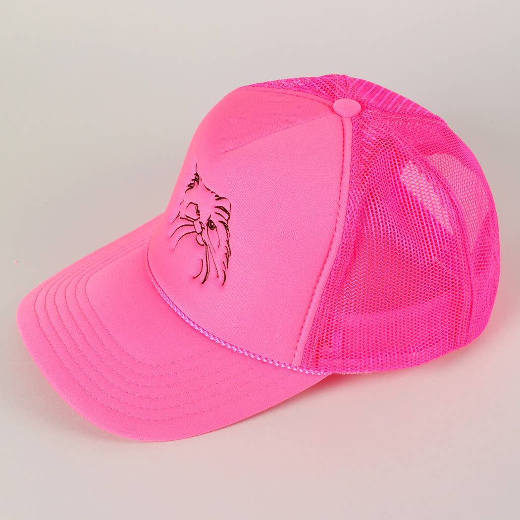 Persian Cat Line Drawing Embroidery Foam Hat Fashion City