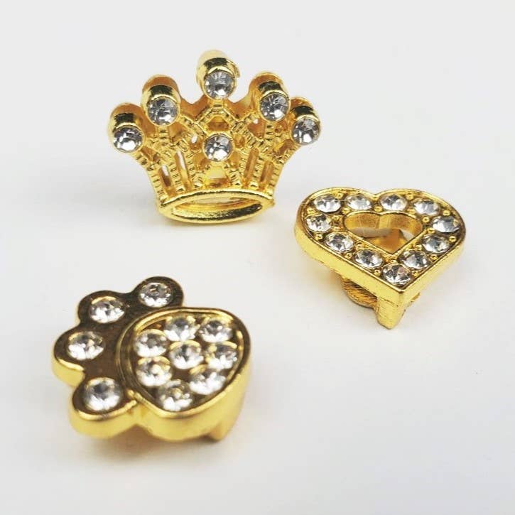 Letter & shape charms - 10 pack gold bling or non bling 10mm