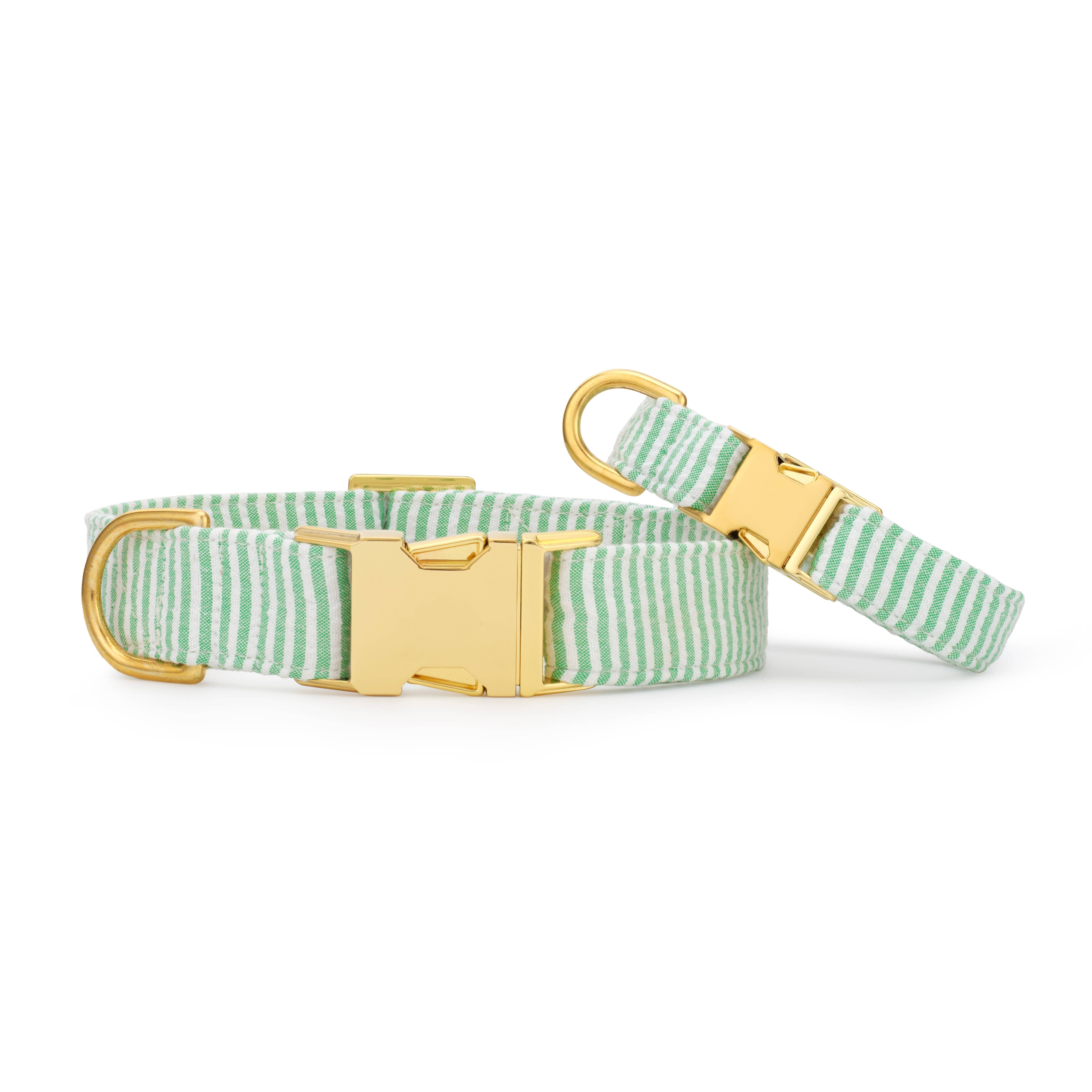 Green Seersucker Dog Collar The Foggy Dog