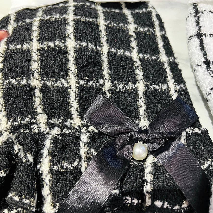 Classic | Tweed Style Monochrome Pet Dress - The Bougie Pet Boutique