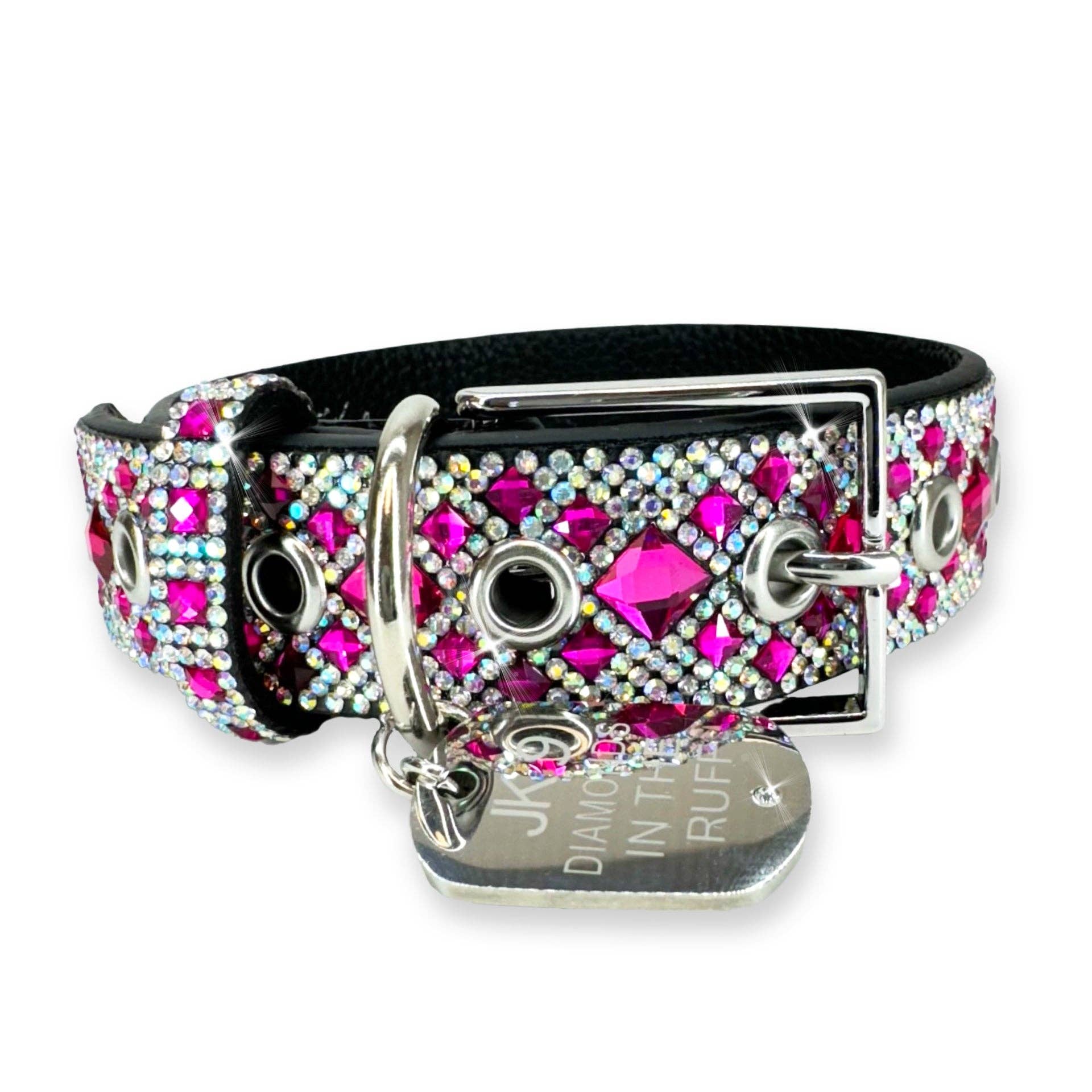 CHOCOLAT ROSÉ COLLECTION PINK SILVER DOG COLLAR MEDIUM Jacqueline Kent