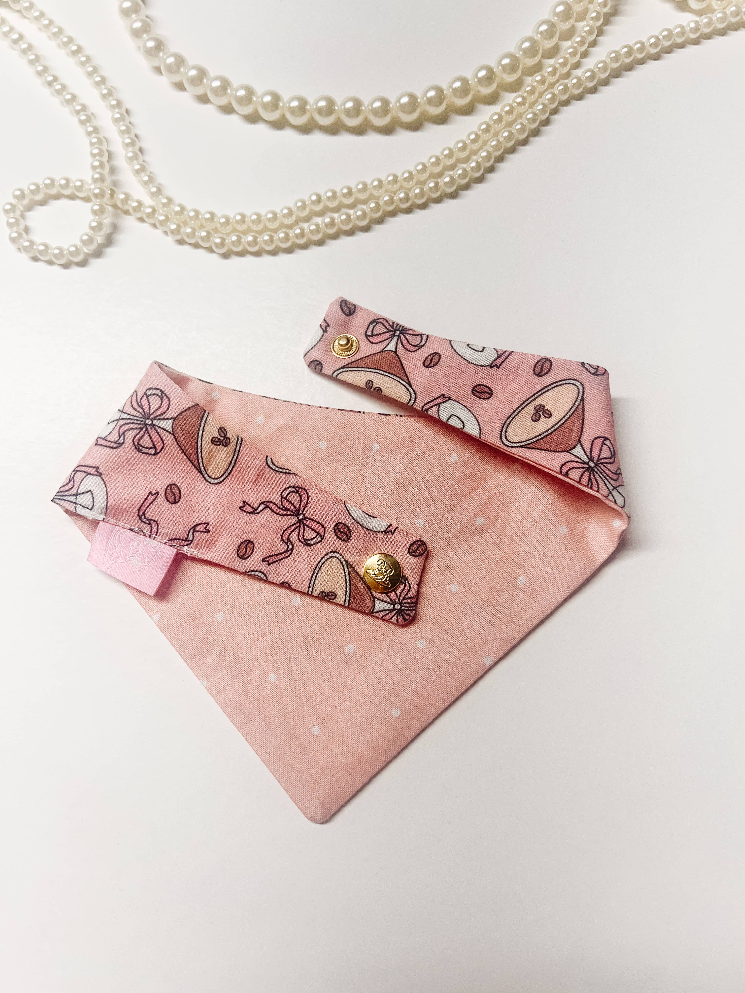 Coquette Martini Reversible Dog Bandana, Snap On Pet Collar