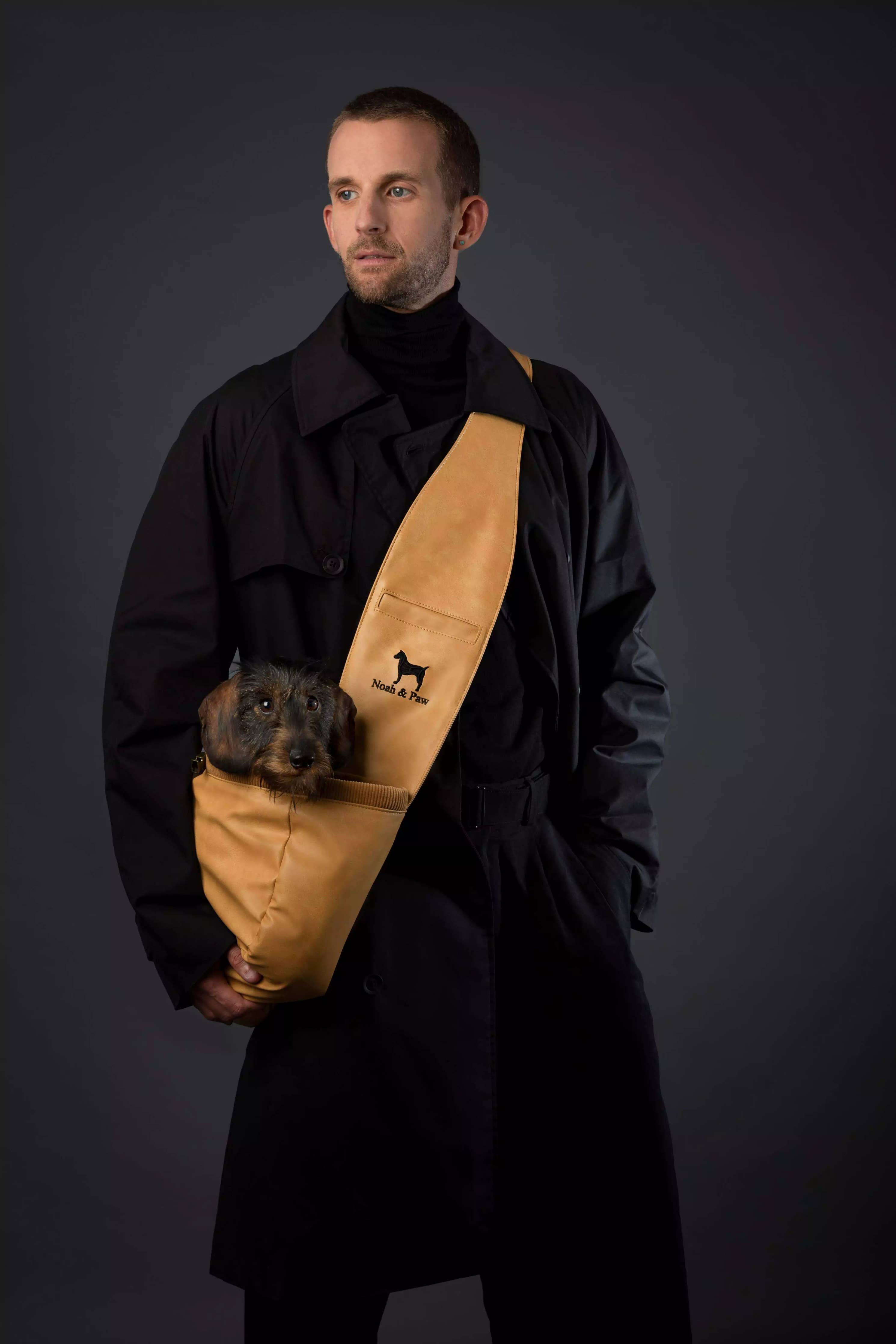 Vegan Leather Pet sling Carrier 3x Safety NOAH AND PAW LLC