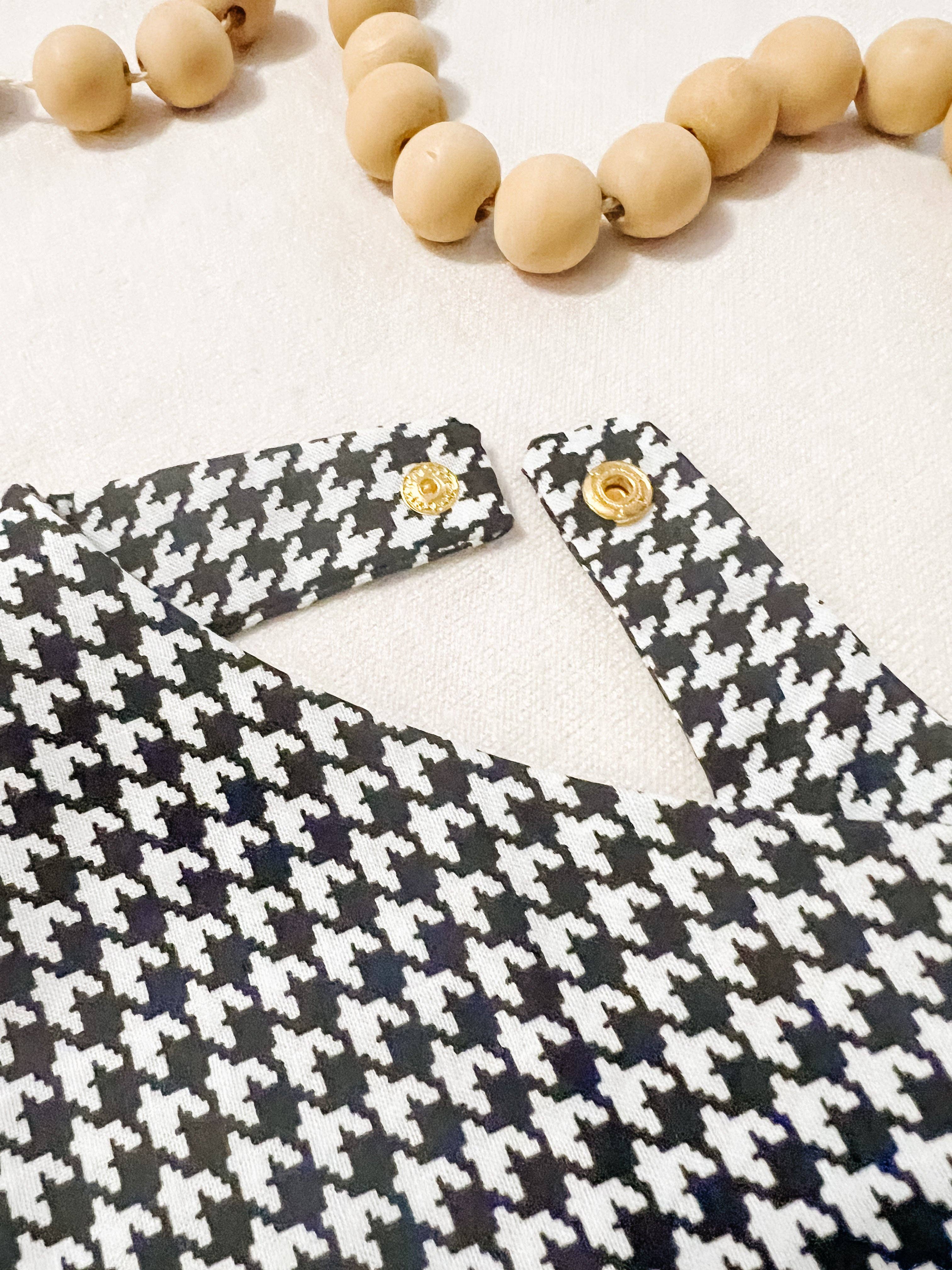 Black and White Houndstooth Dog Bandana, Stylish Pet Scarfs