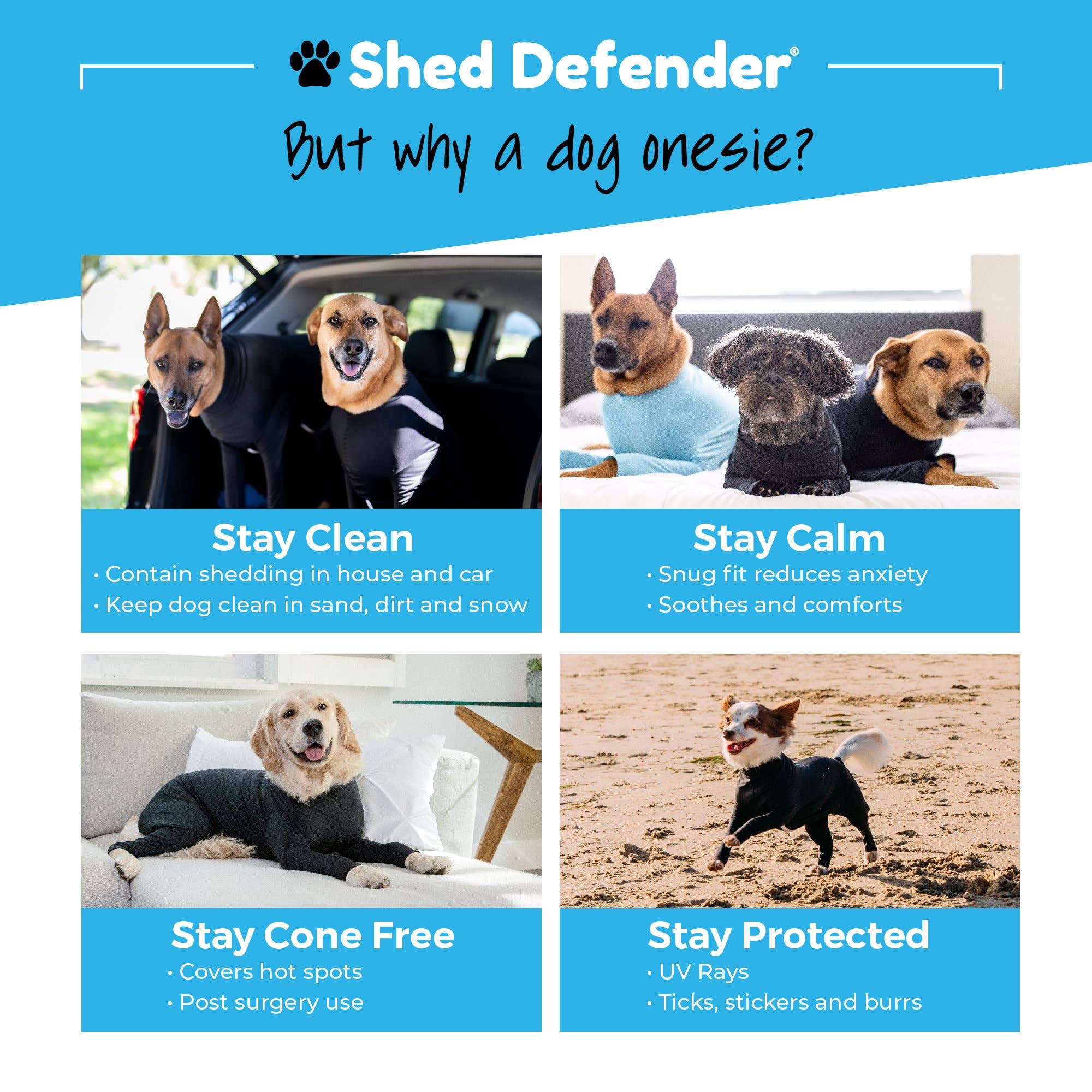 Shed Defender® Original Dog Onesie - Shedding Bodysuit Shed Defender