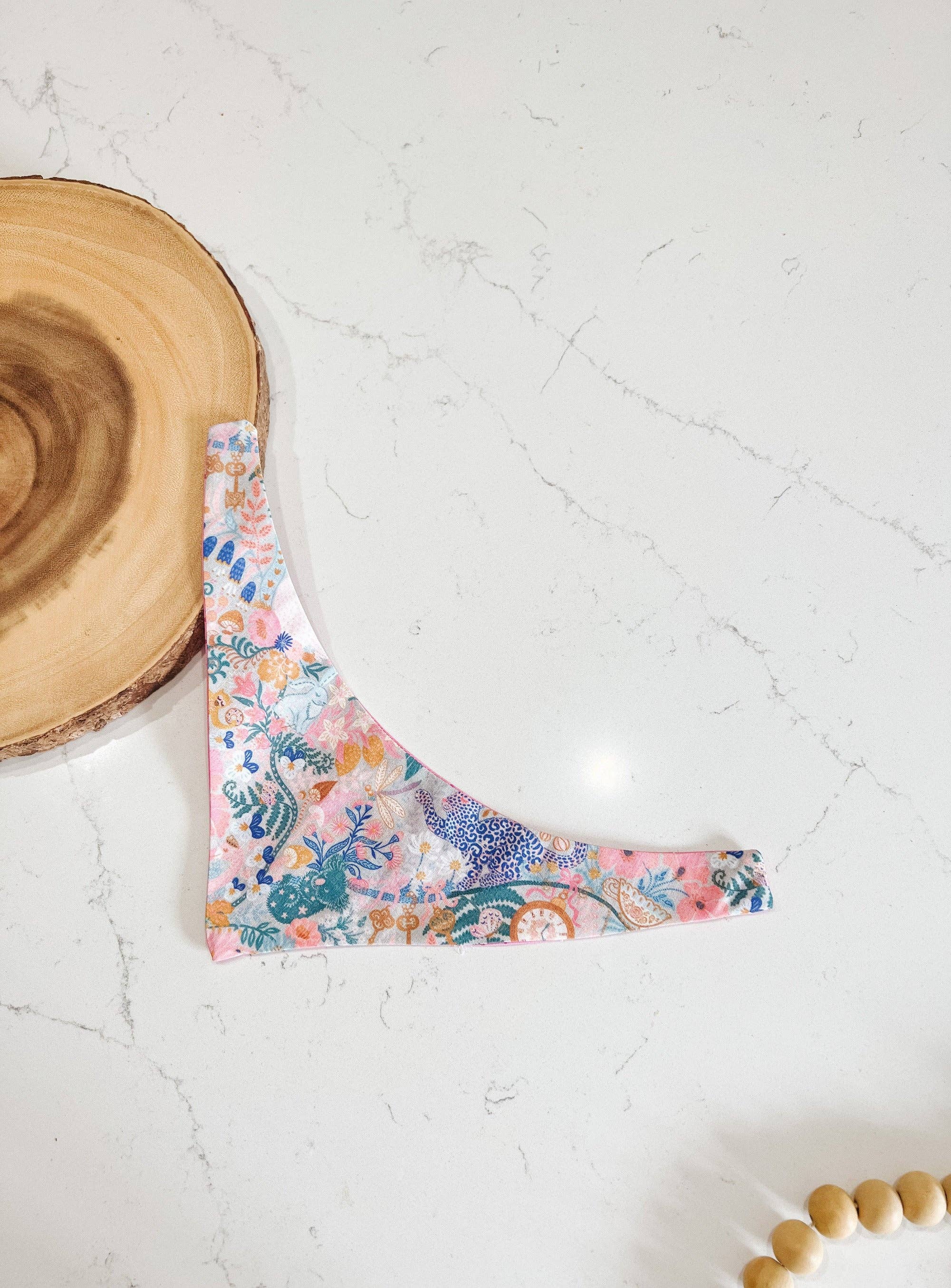 A Little Tea Time Reversible Dog Bandana, Metal SnapOn Scarf