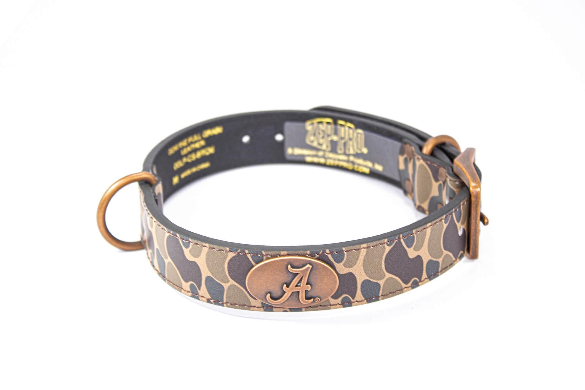 Alabama Crimson Tide Old School Camo Leather Dog Collar Zep-Pro