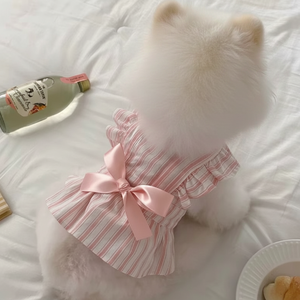 Cream Striped Dress The Bougie Pet Boutique