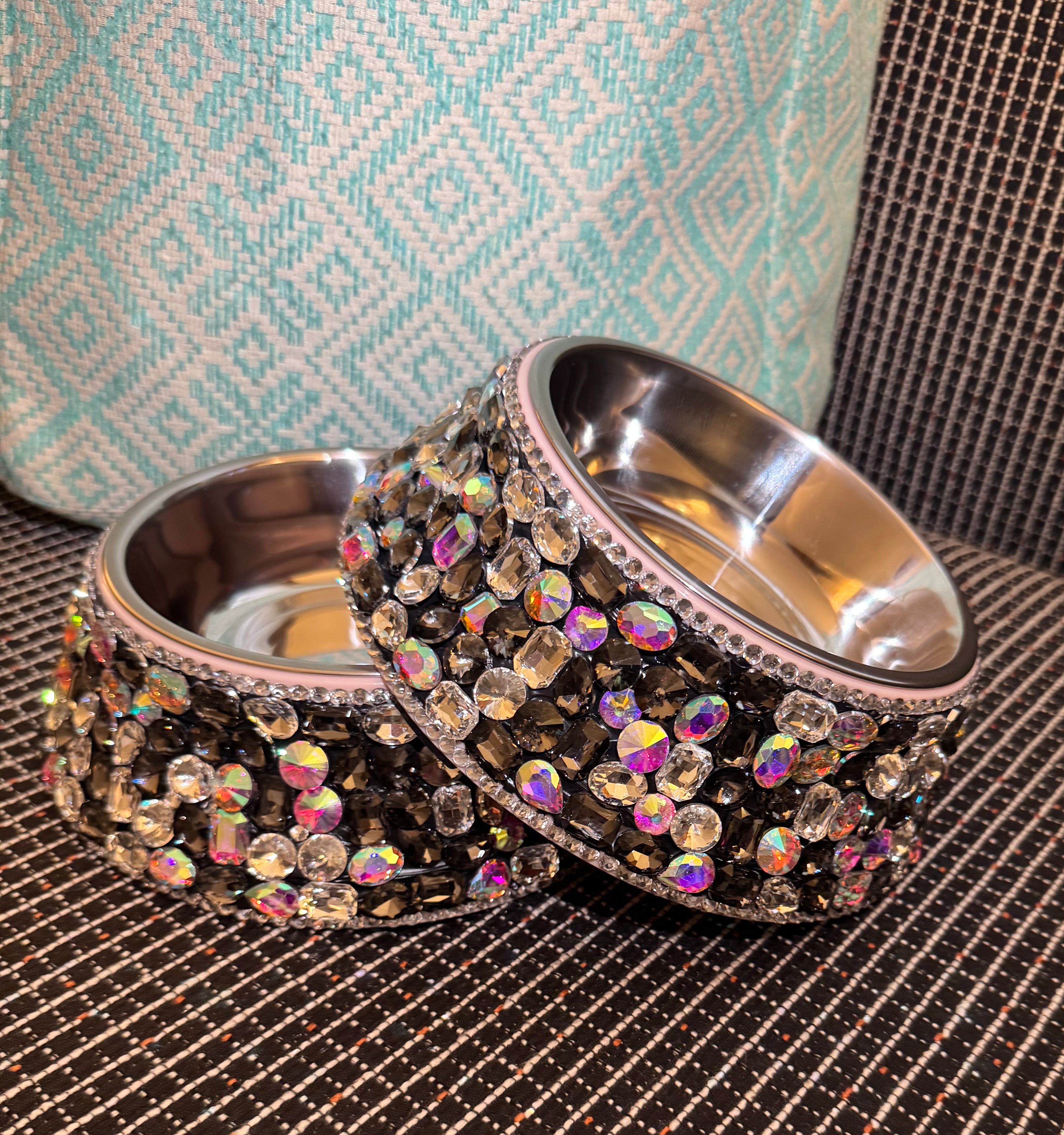 Rhinestone Food/Water Bowl Set The Bougie Pet Boutique
