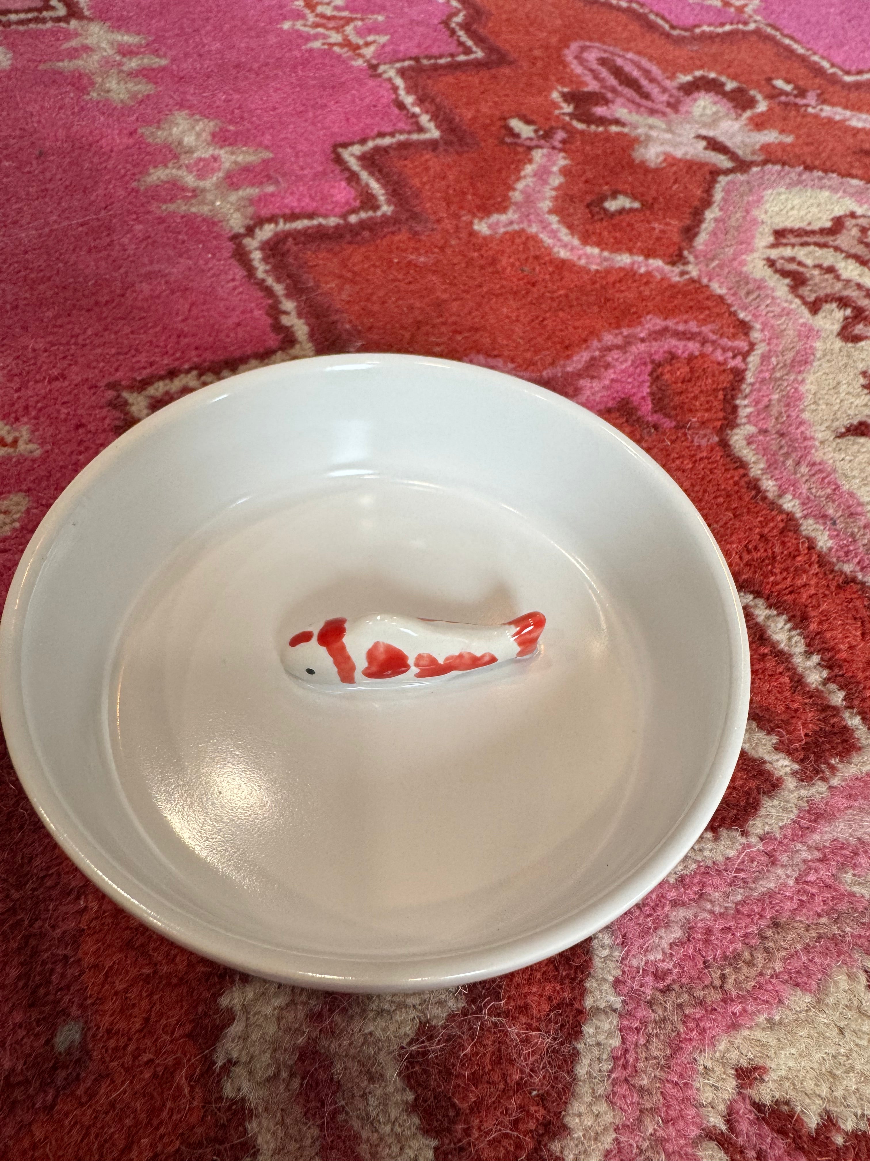 Stoneware Pet Bowl with Koi