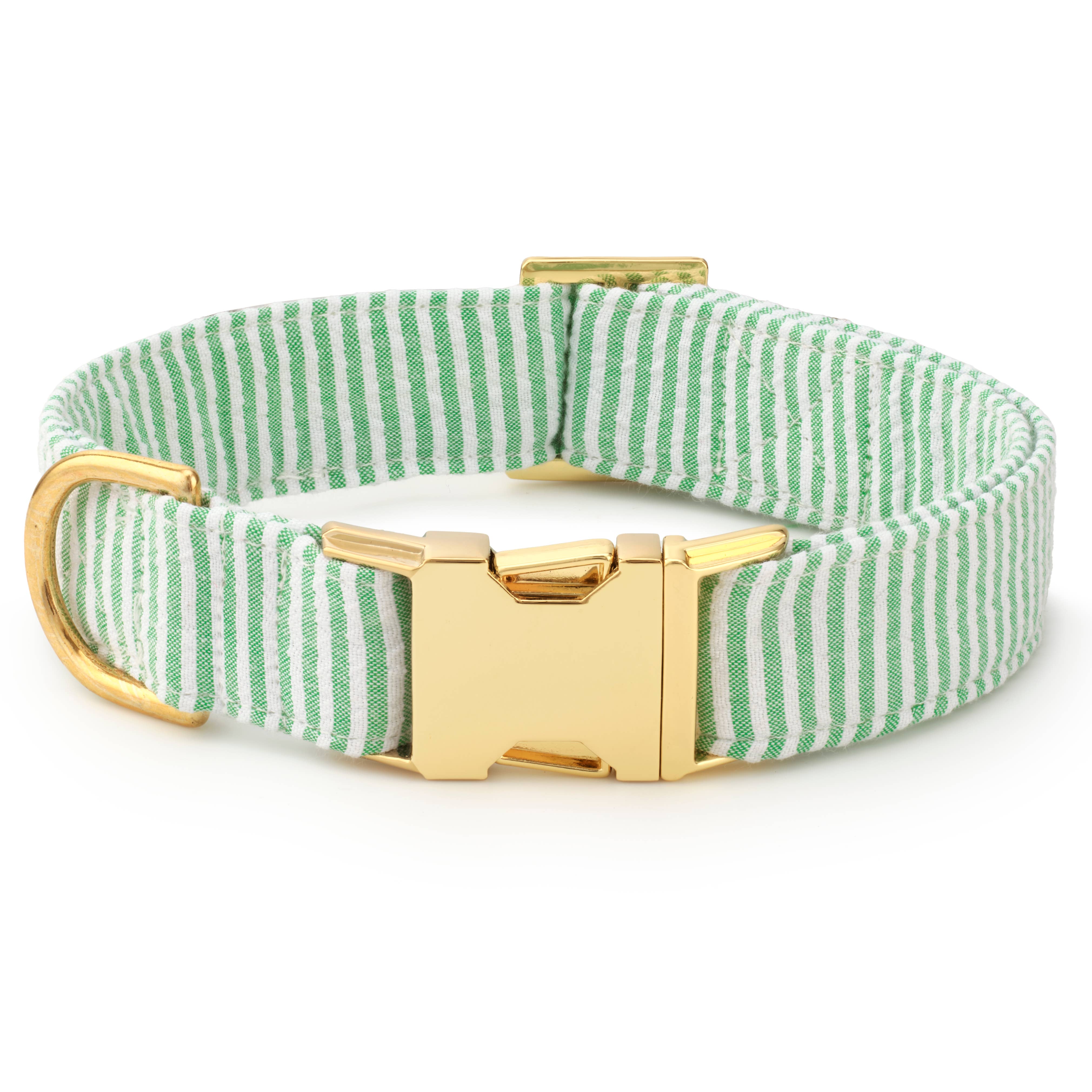 Green Seersucker Dog Collar The Foggy Dog
