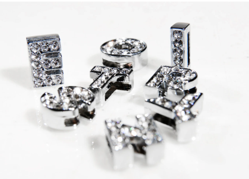 Letter & shape charms - silver bling or non bling 10mm