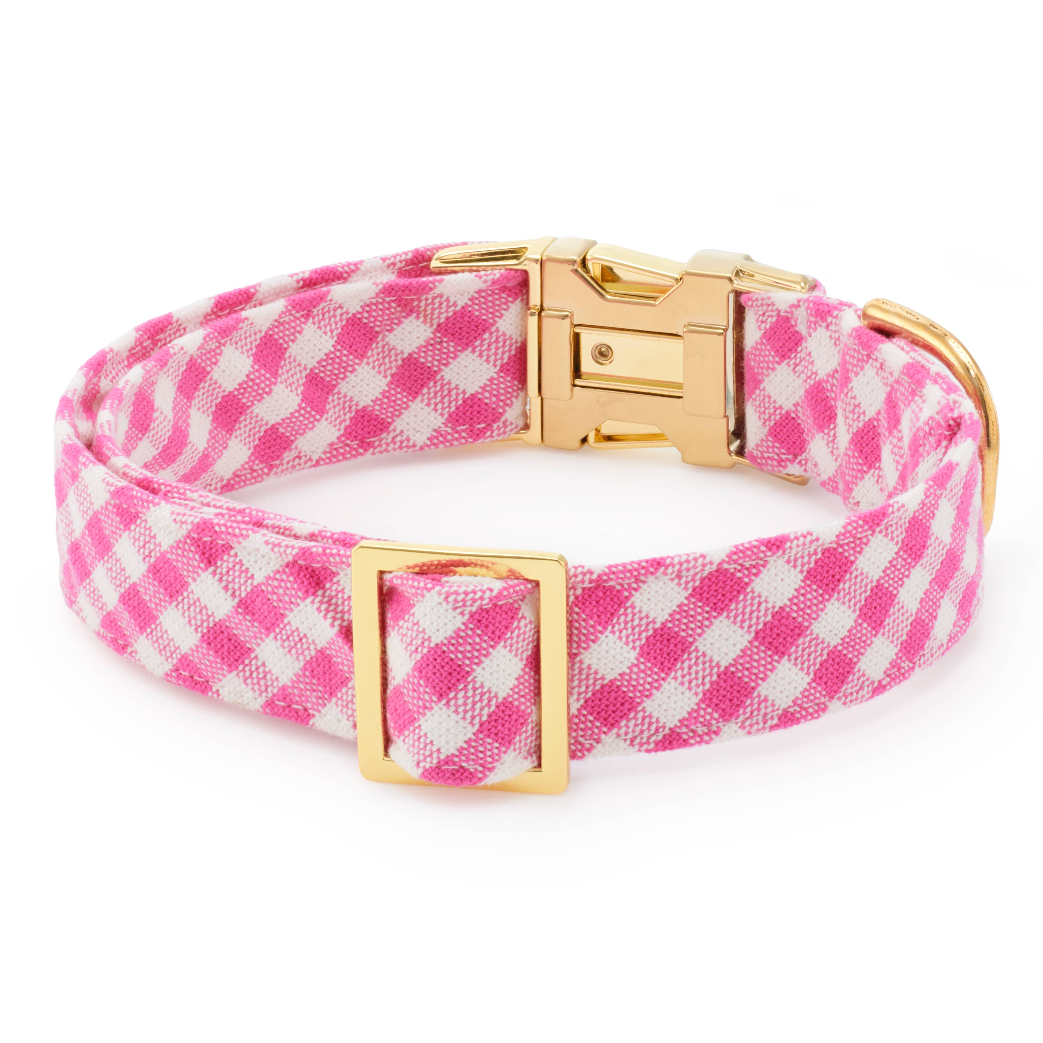 Hot Pink Gingham Dog Collar