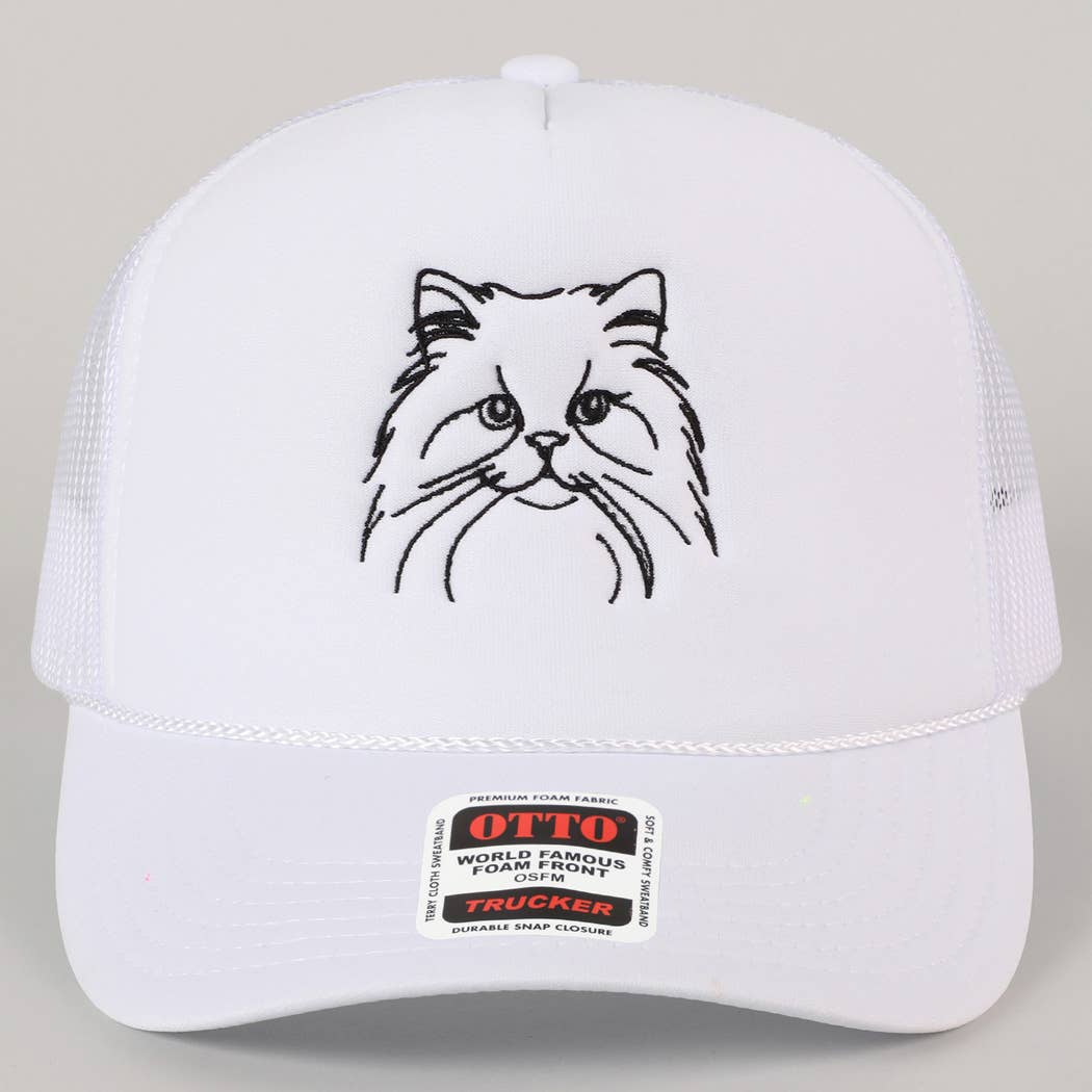 Persian Cat Line Drawing Embroidery Foam Hat Fashion City