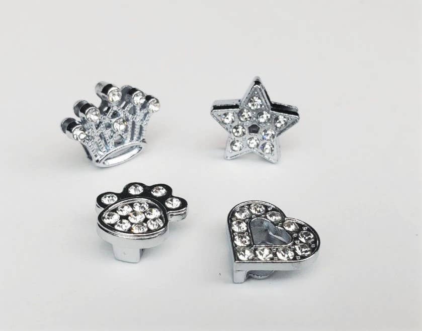 Letter & shape charms - silver bling or non bling 10mm