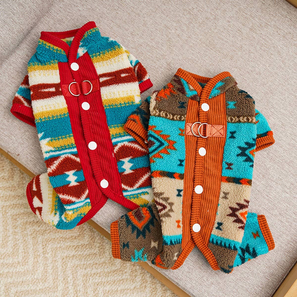 Warm Fair Isle Pet Onesie, Winter Fleece Suit_CWMM12022 PAWPAWwholesale