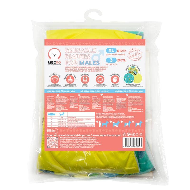 Reusable Male Dog Belly Bands – 3 Pack, Leakproof & Ultra Absorbent KIKA USA