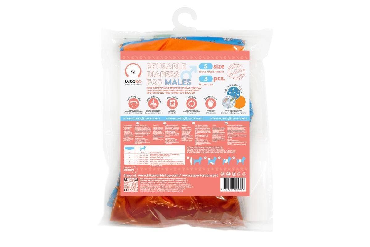 Leakproof & Ultra Absorbent Reusable Male Dog Belly Bands, 3 Pack KIKA USA