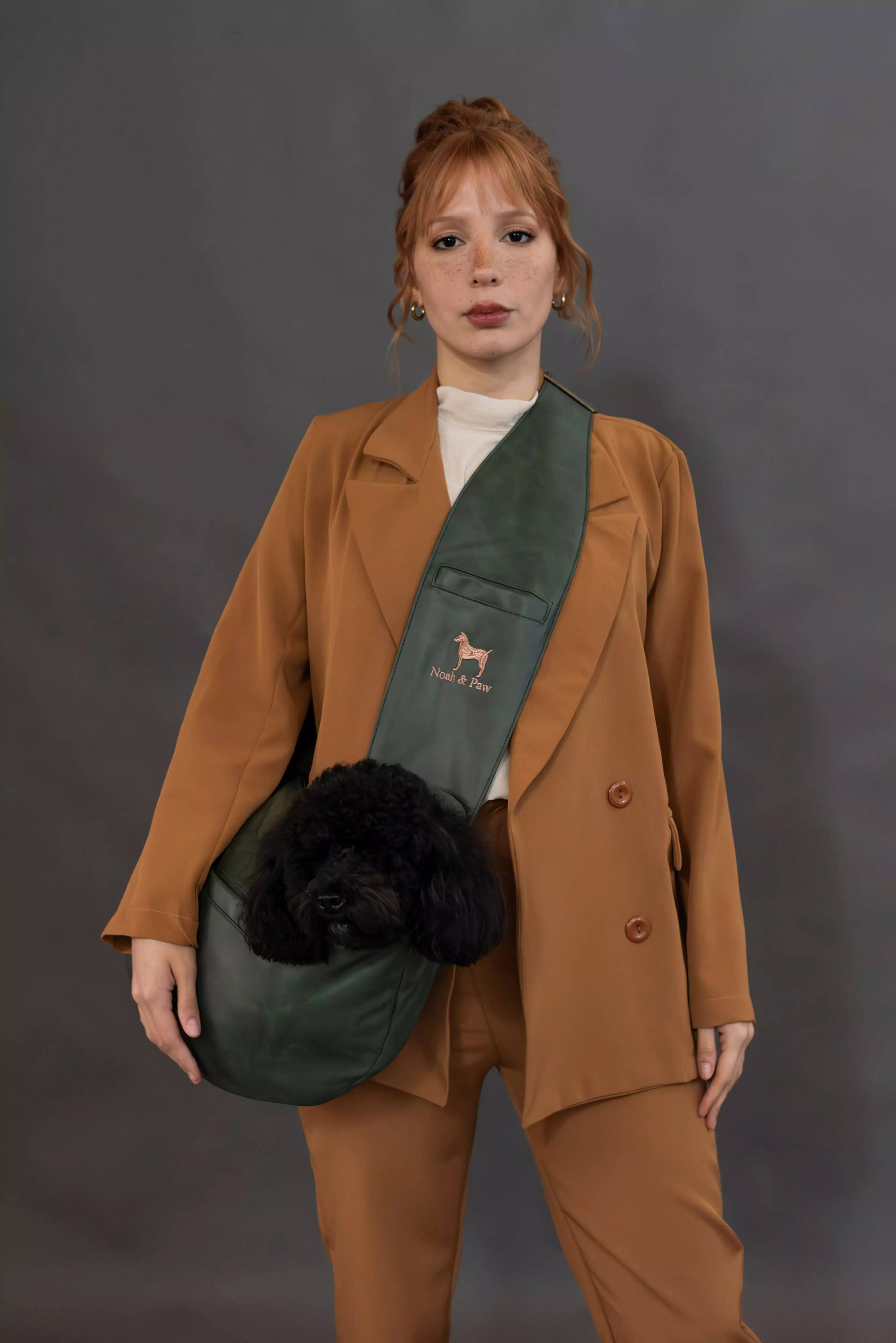 Vegan Leather Pet sling Carrier 3x Safety