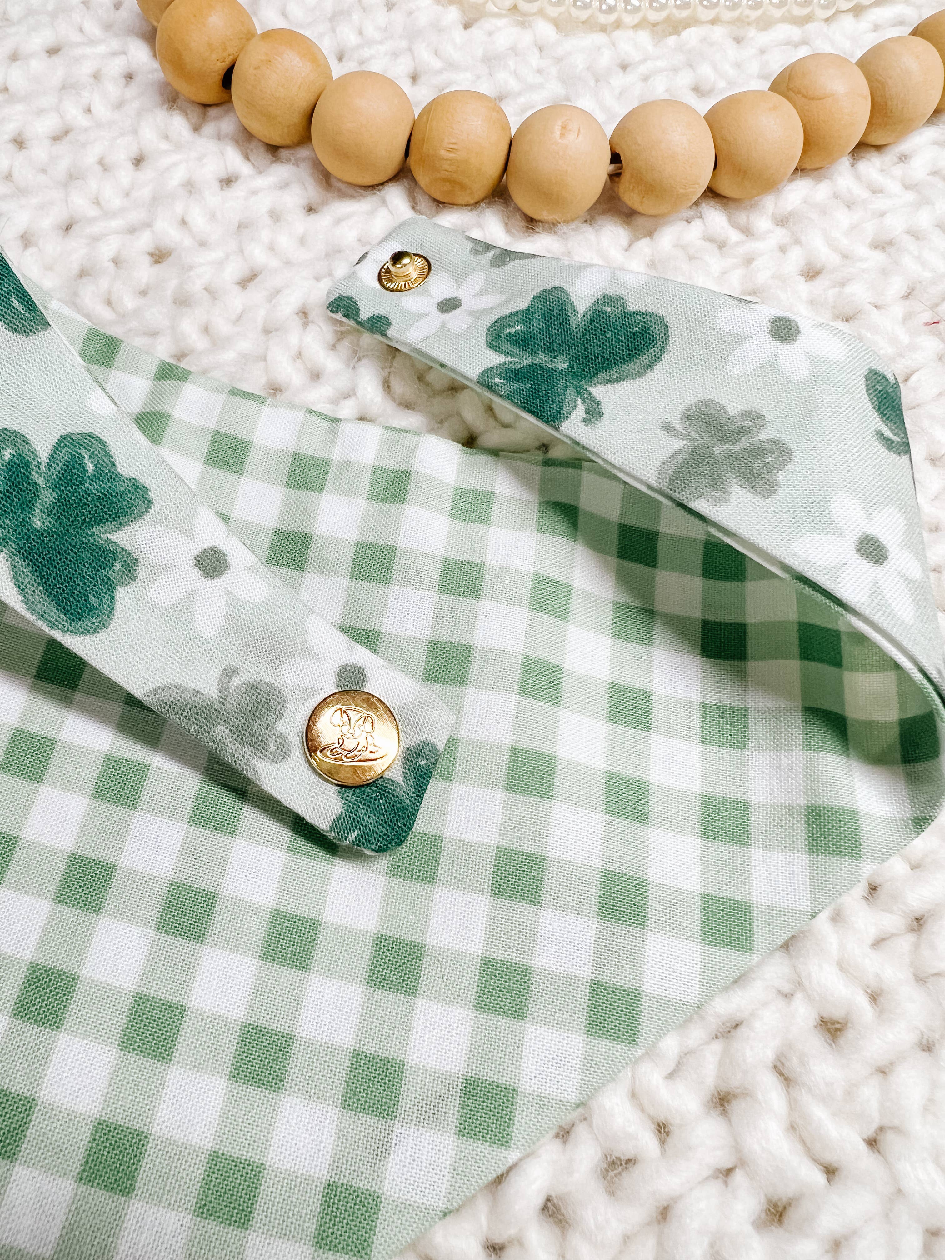 Clovers Reversible Dog Bandana, Spring Flower Pet Scarf snap - The Bougie Pet Boutique