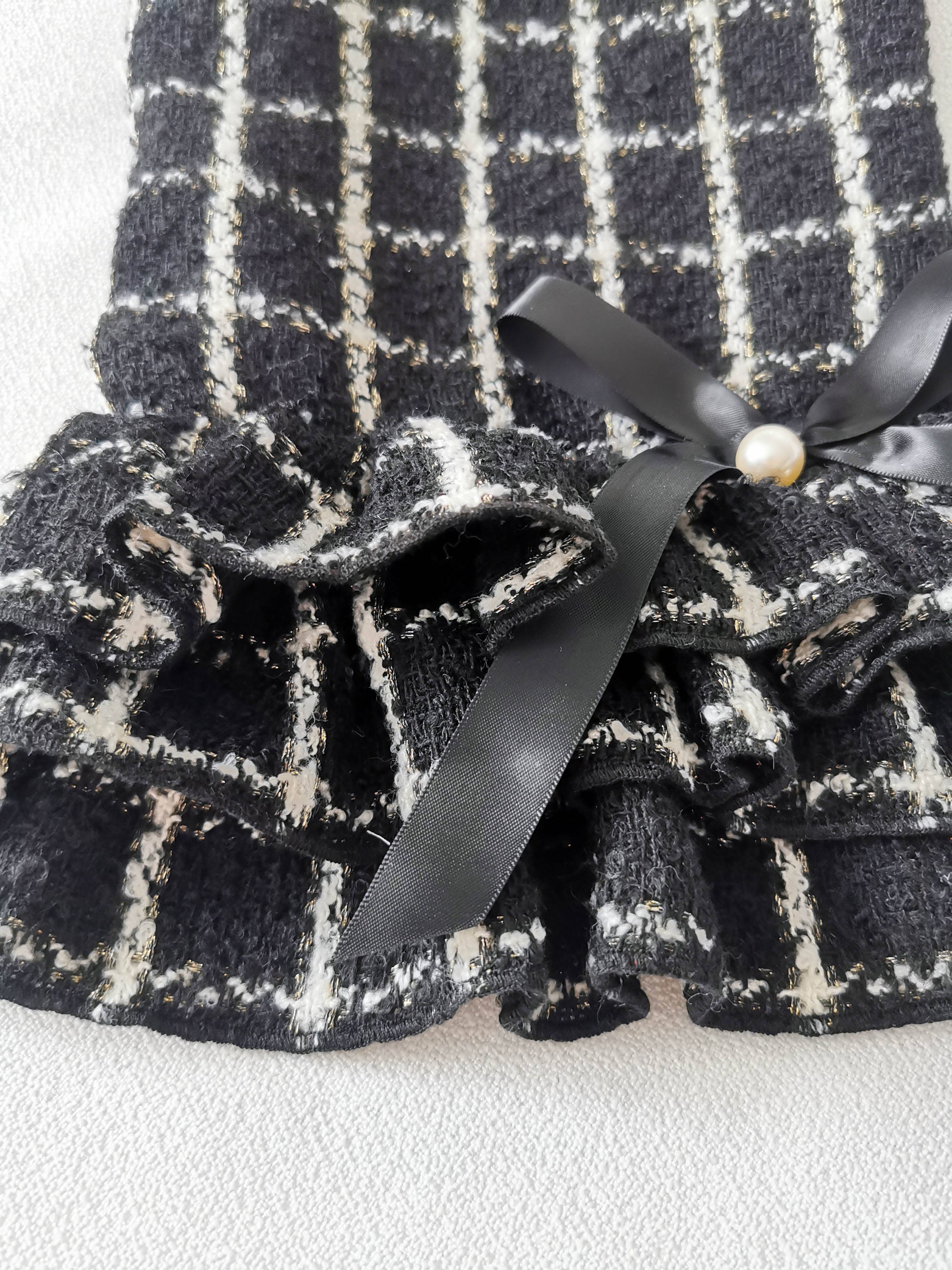 Classic | Tweed Style Monochrome Pet Dress - The Bougie Pet Boutique
