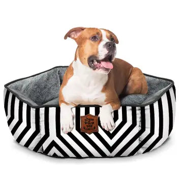 Geometrical Black & White Pet Bed
