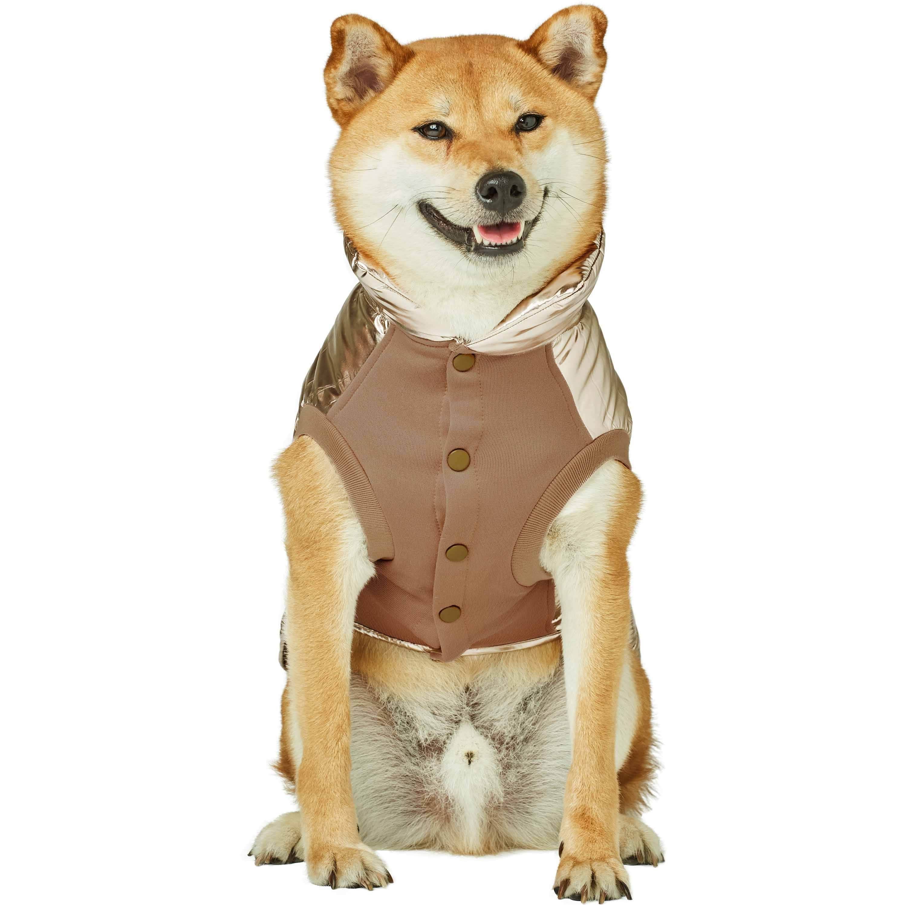 Custom-woven& Dyed Puffer Jacket, Flex Chest + Leash Opening - The Bougie Pet Boutique