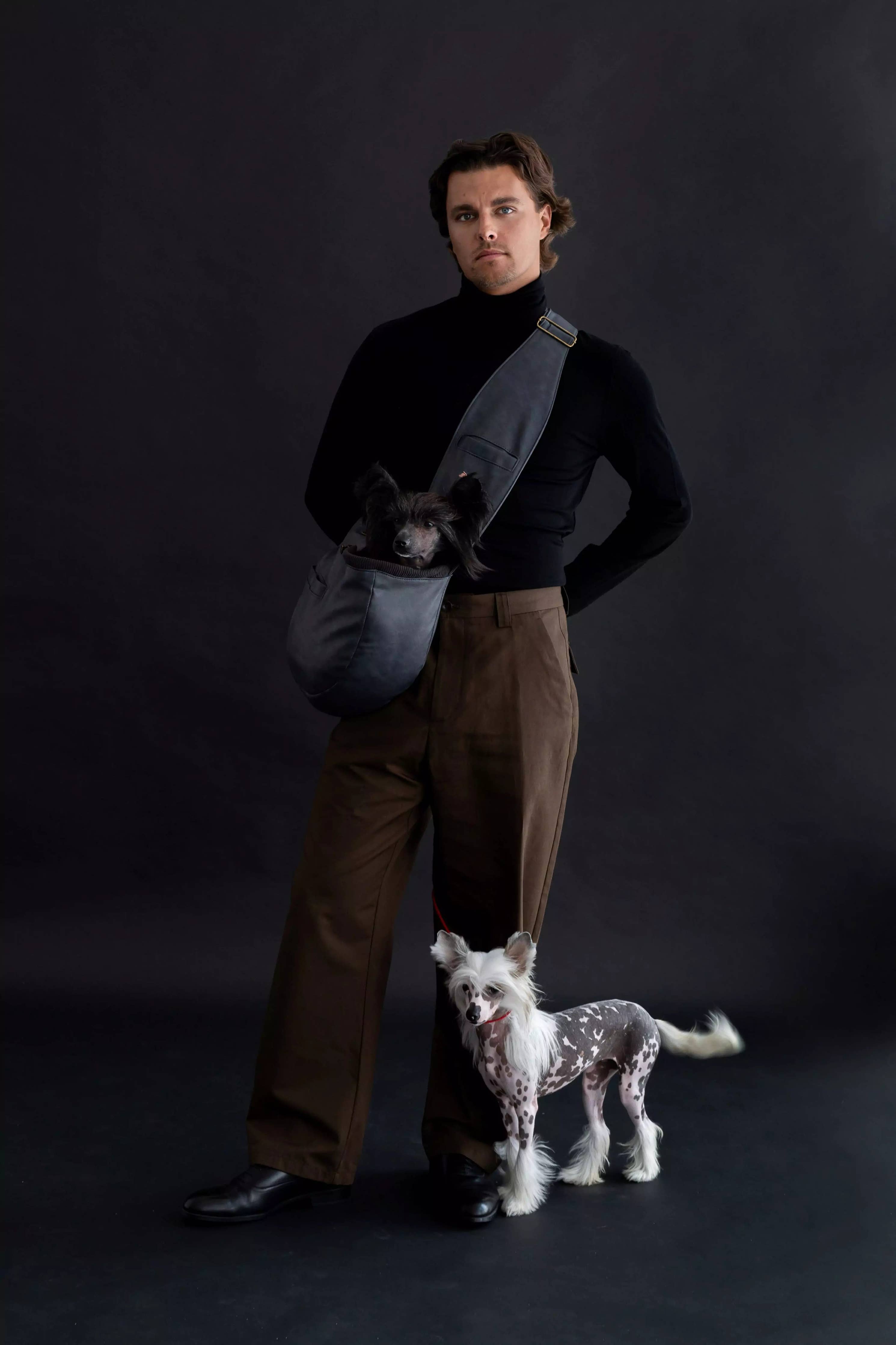 Vegan Leather Pet sling Carrier 3x Safety