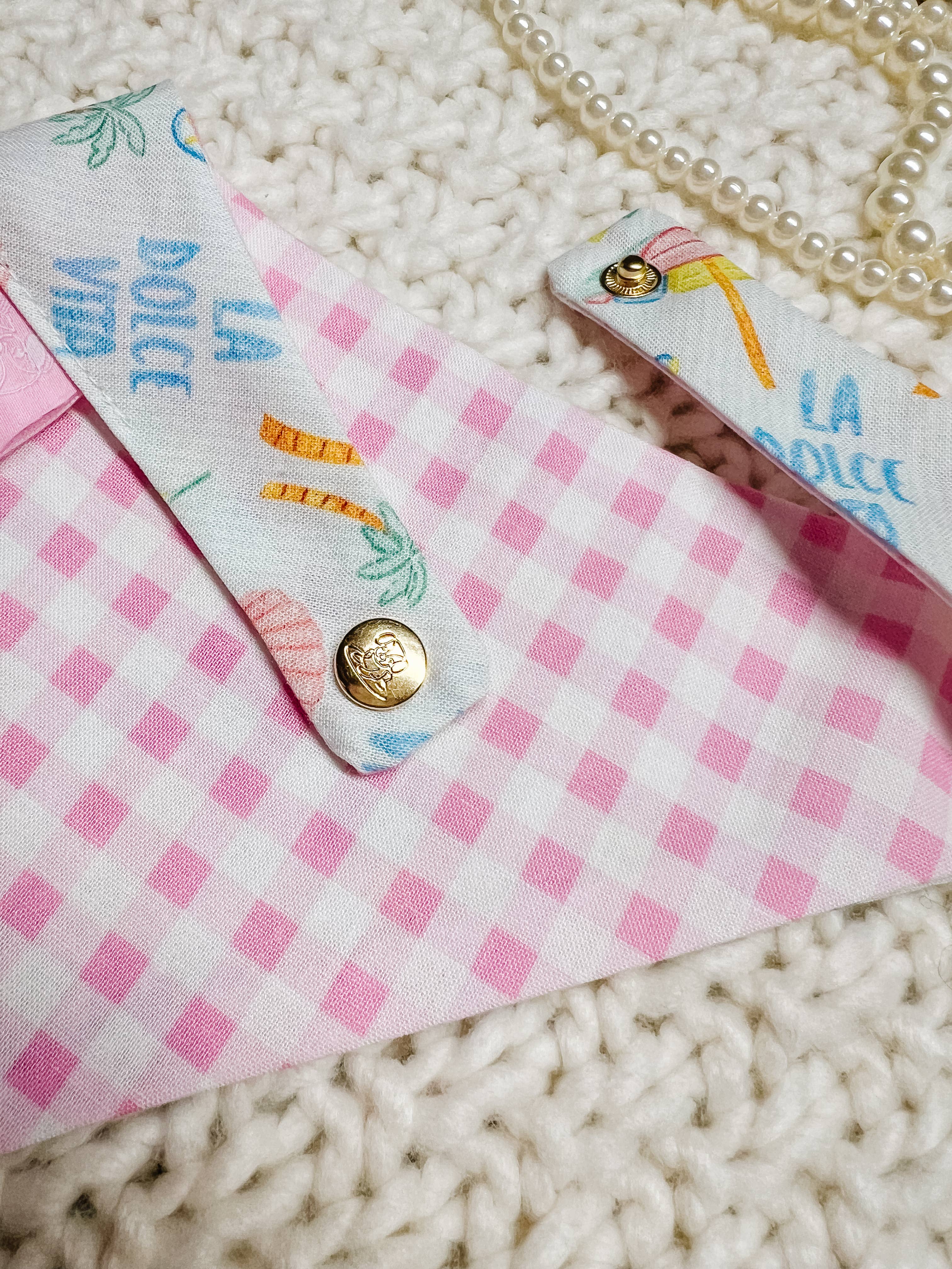 Summer Snap-On Dog Bandana, Curved Neck Cotton (Reversible) StellaLoo