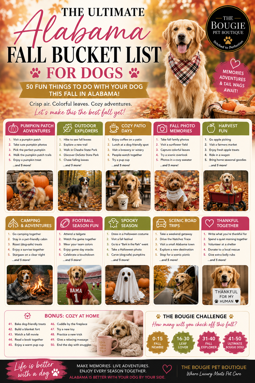 The Ultimate Alabama Fall Bucket List for Dogs: 50 Fun Things to Do With Your Dog This Fall in Alabama