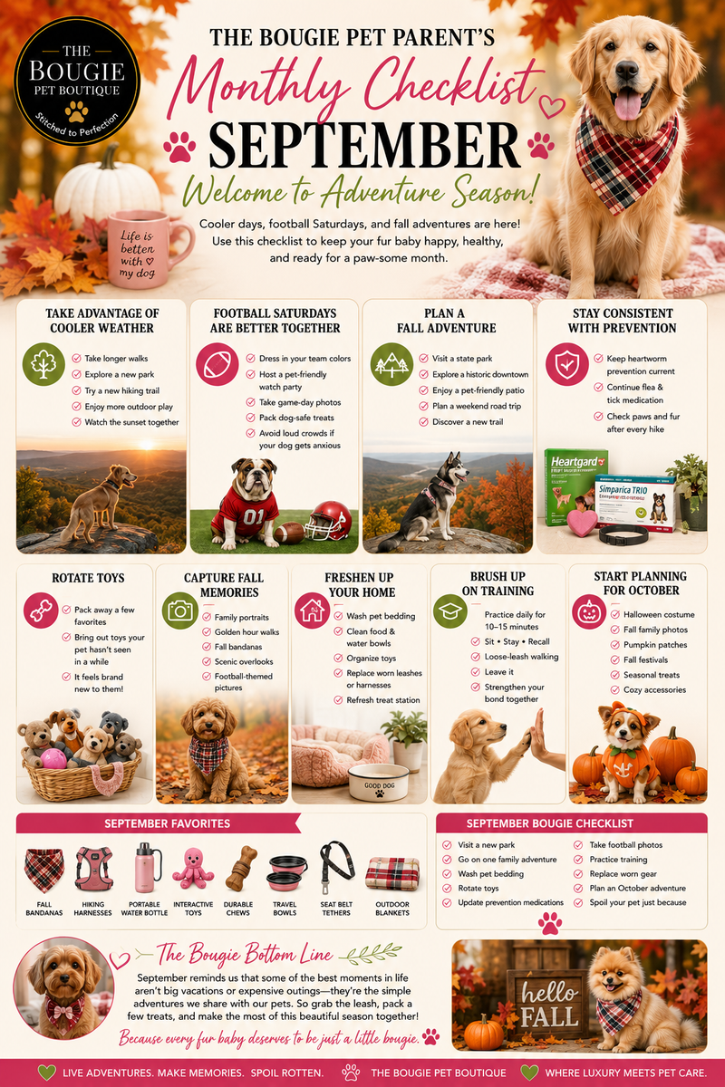 The Bougie Pet Parent's Monthly Checklist: September 🍁 Welcome to Adventure Season