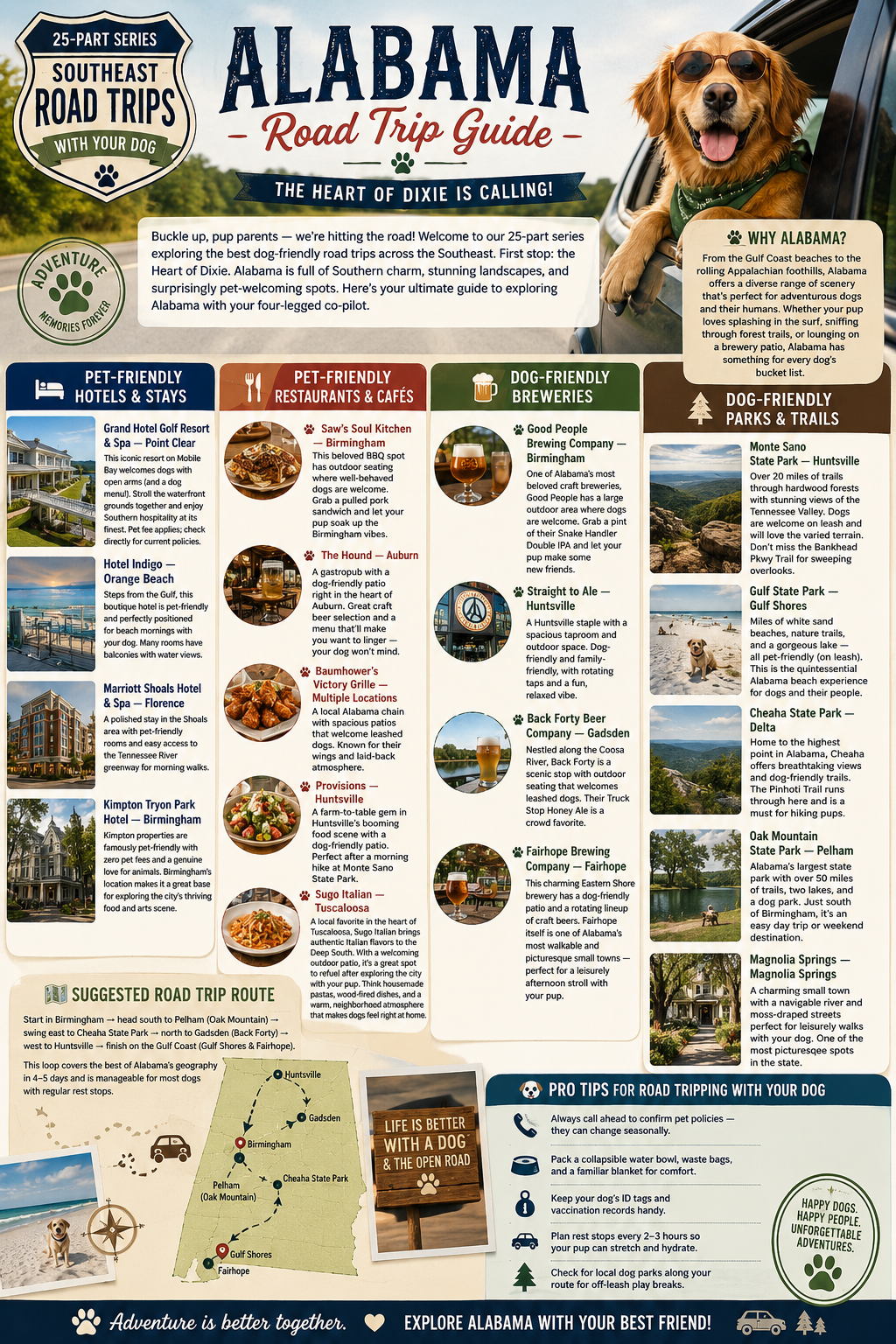 25 Dog-Friendly Road Trips in the Southeast: Alabama (Part 1)