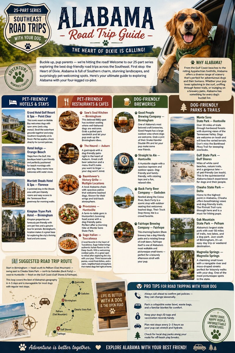 25 Dog-Friendly Road Trips in the Southeast: Alabama (Part 1)