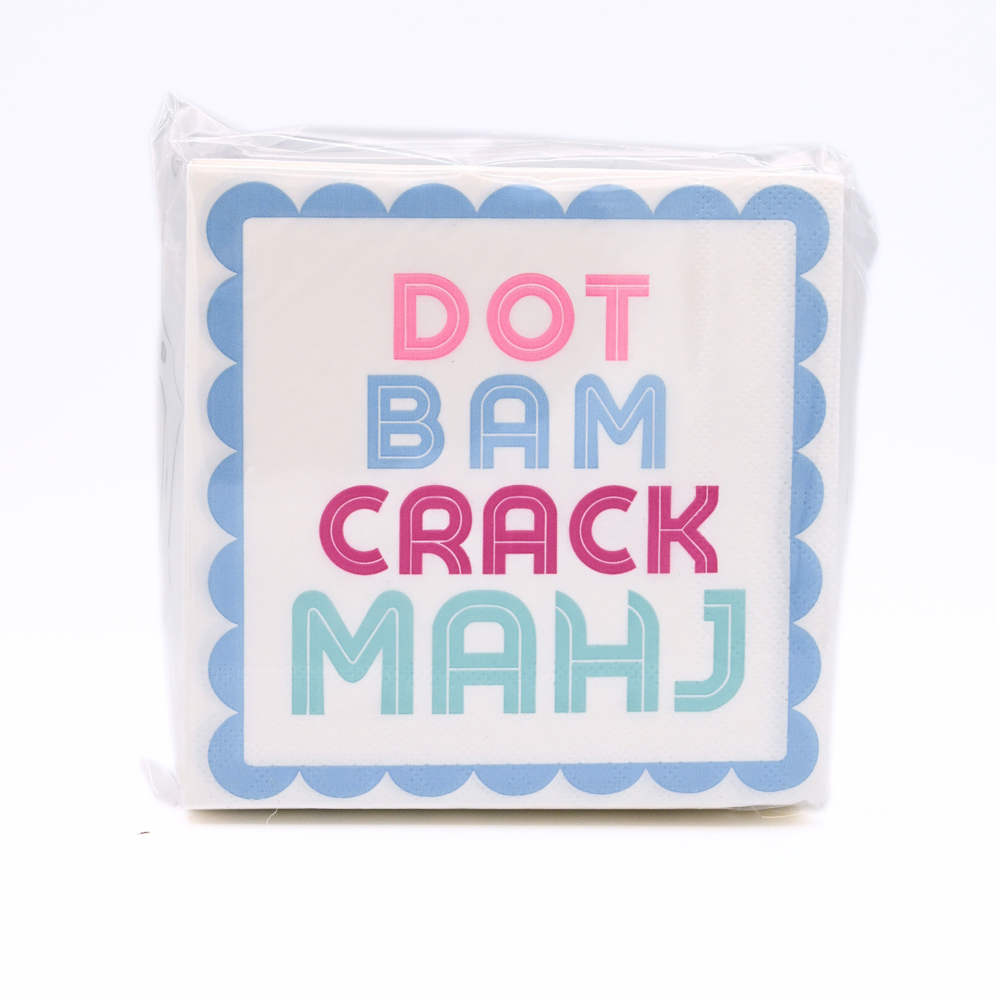 "Dot Bam Crack MAHJ" Cocktail Napkins Middle & Main Mahjong