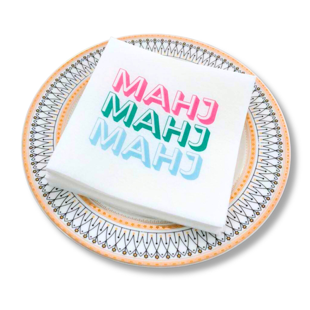 Mahjong Cocktail Napkins - 50-Pack | 5'' x 5'' folded Mahjon My Fair Mahjong